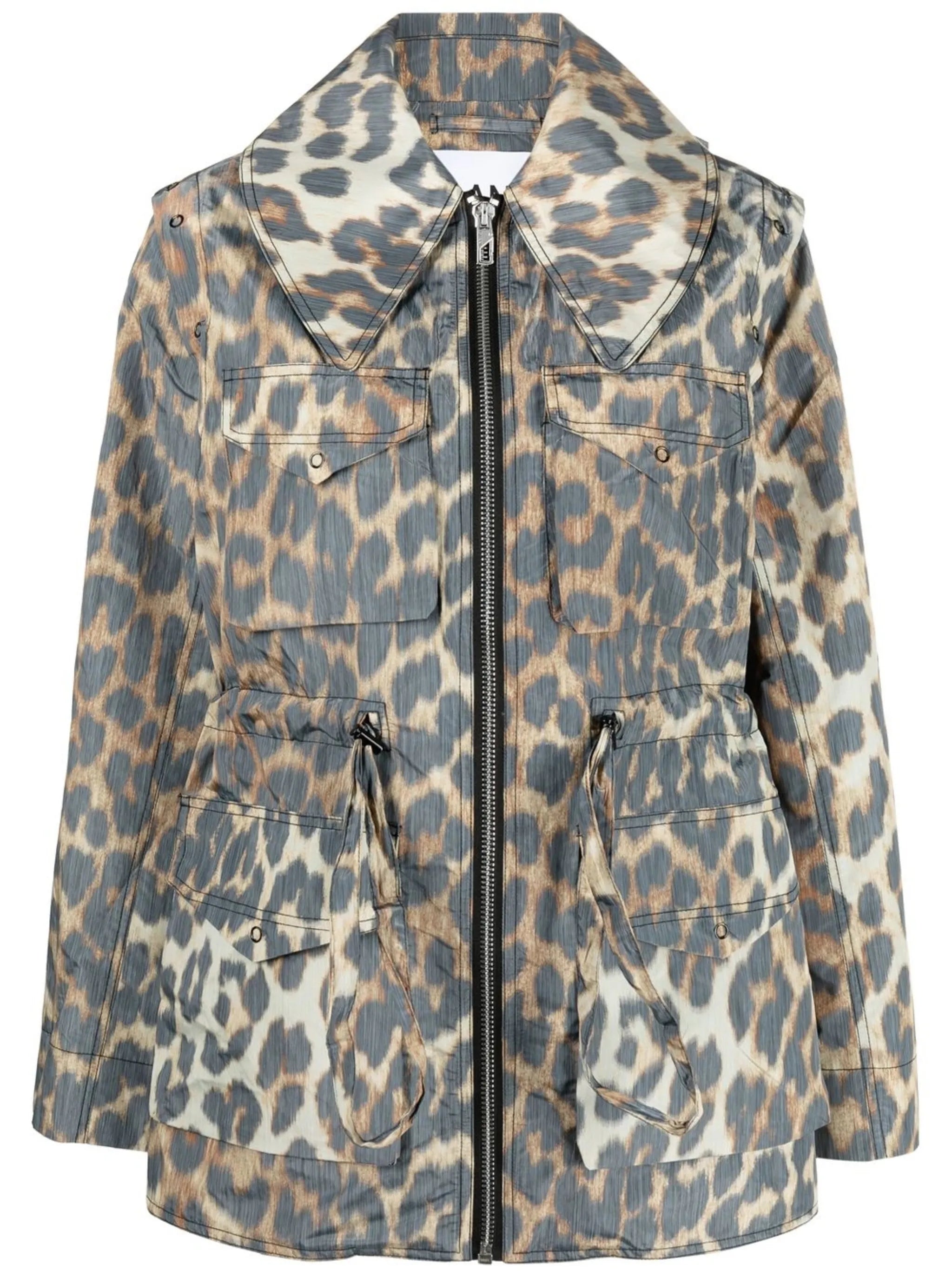 detachable-sleeves leopard-print jacket