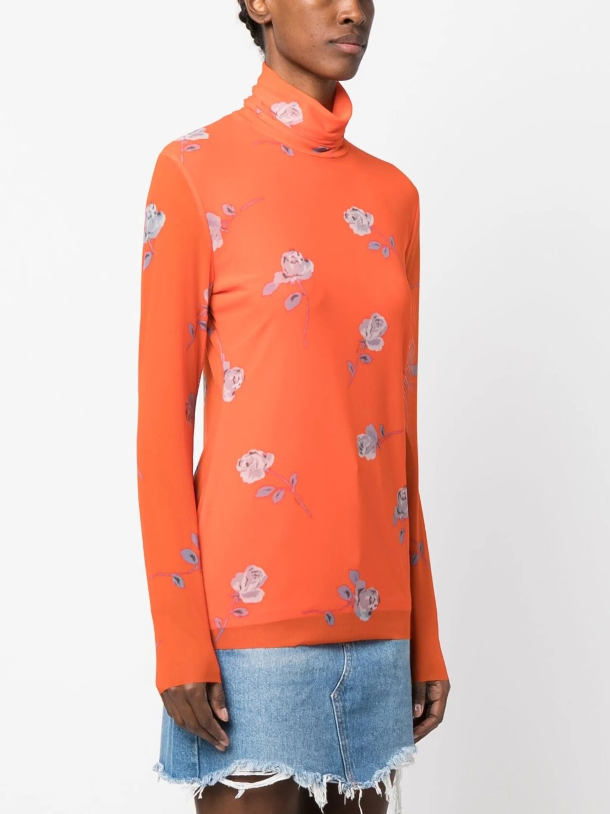 floral-print rollneck top