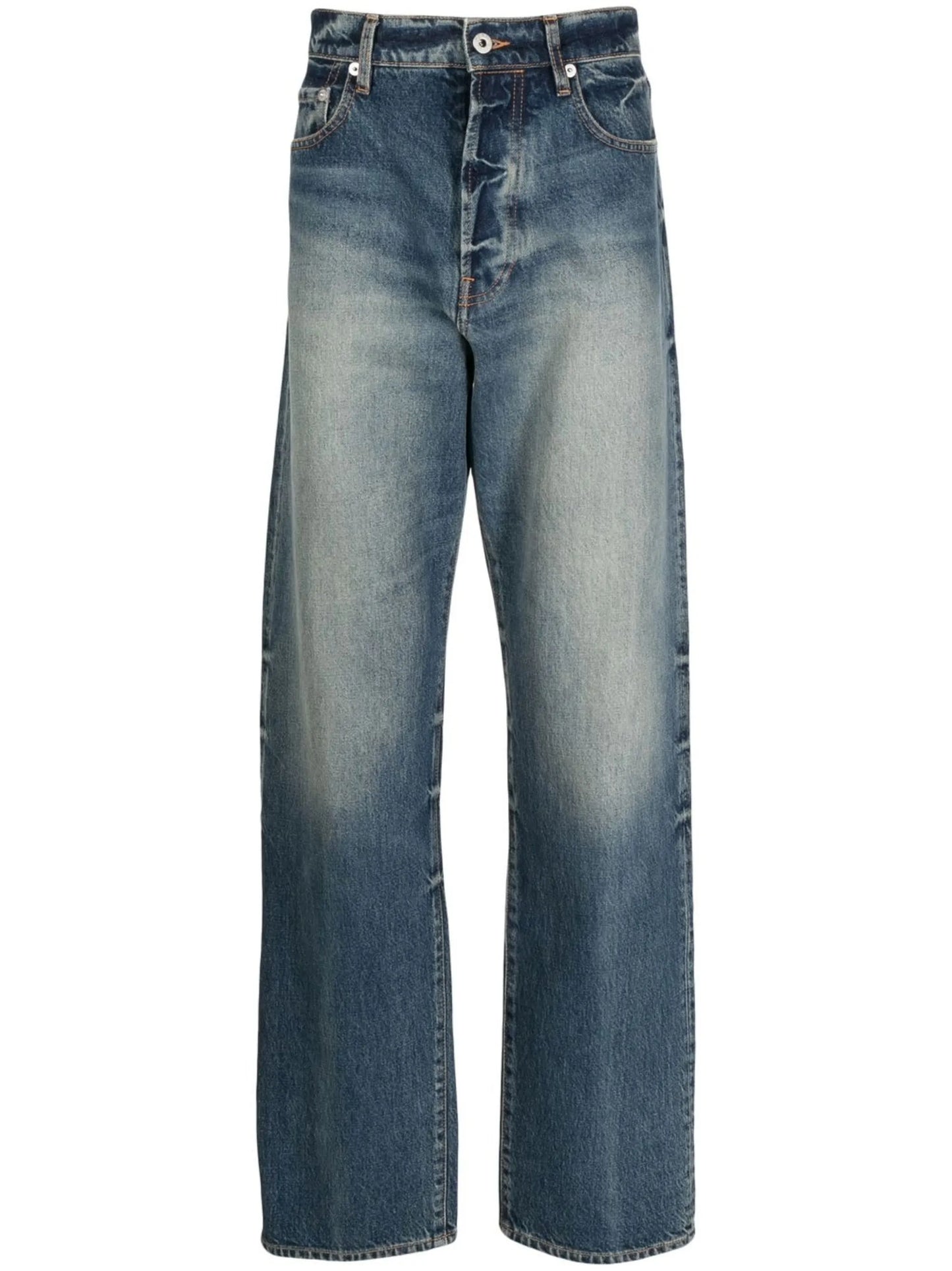 stonewashed straight-leg jeans