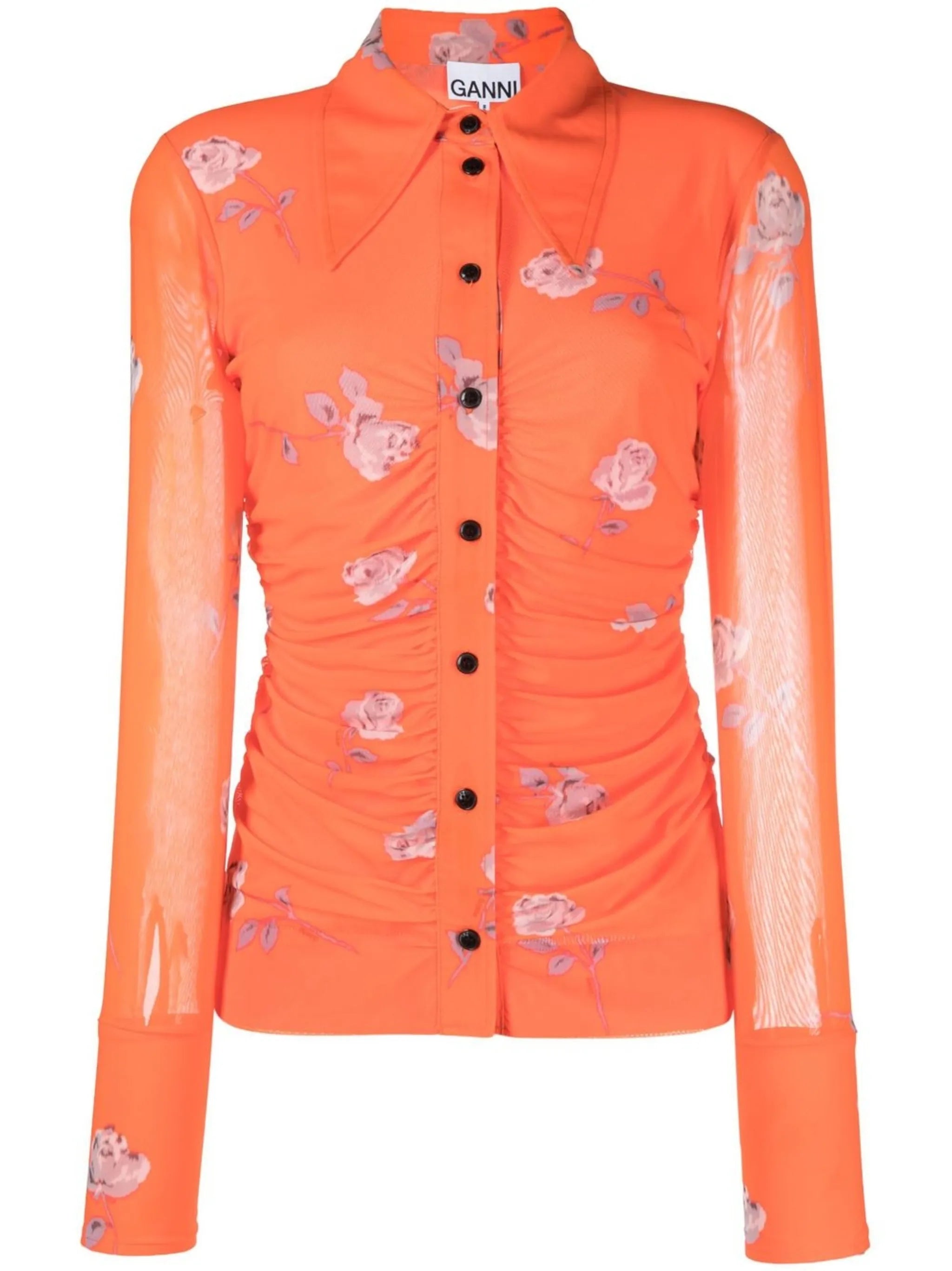 floral-print ruched shirt