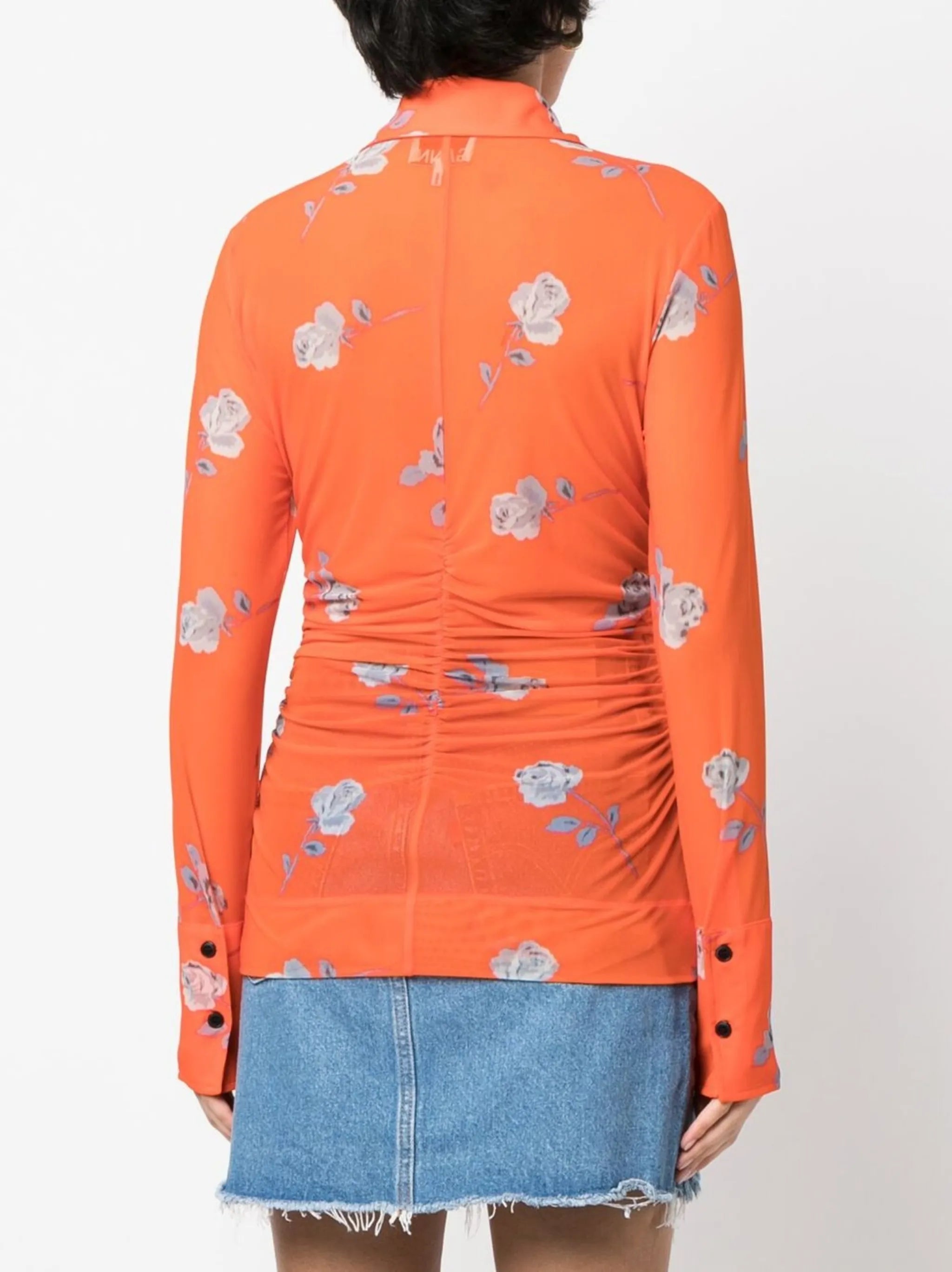 floral-print ruched shirt