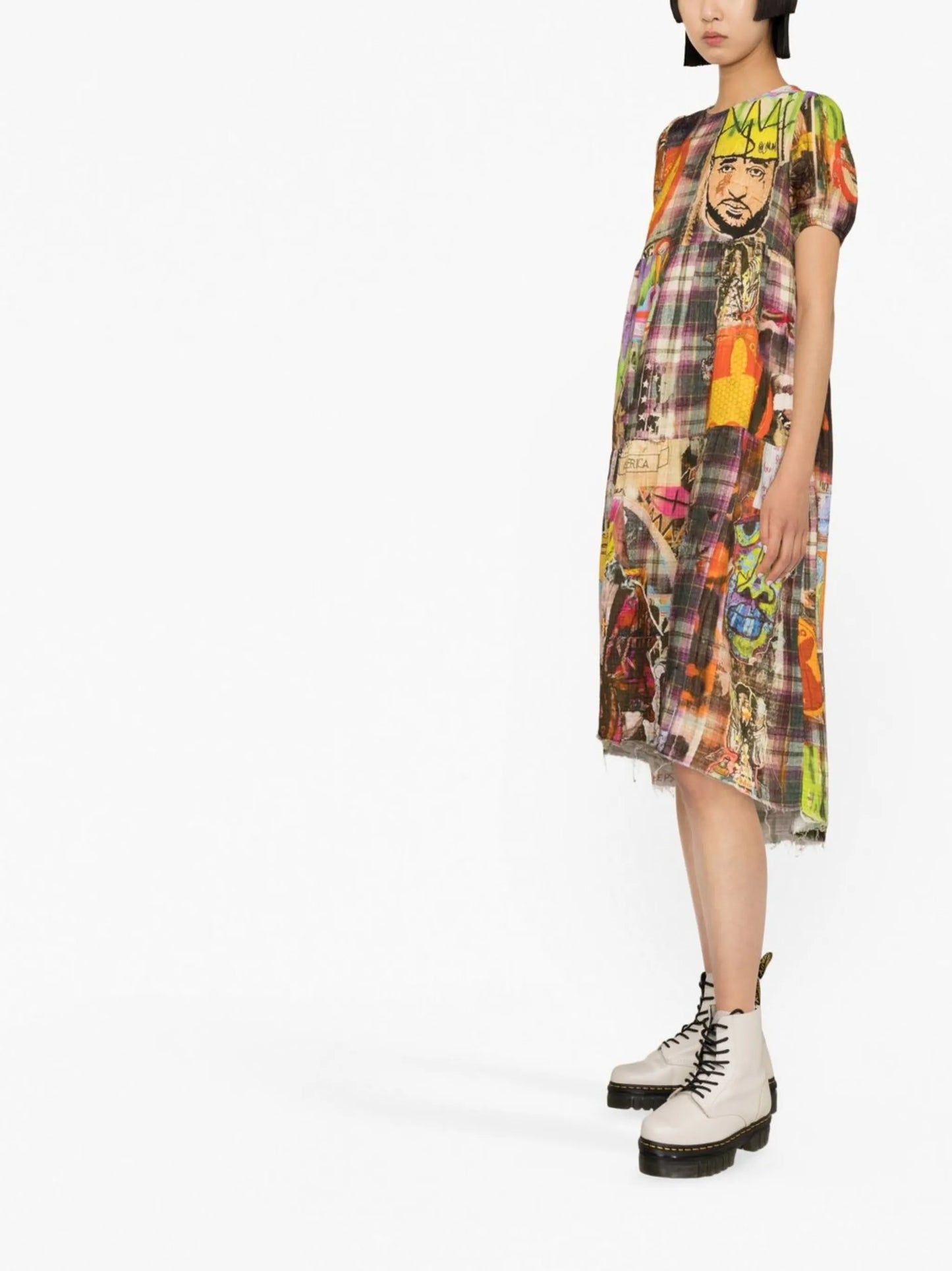 graffiti-print cotton dress
