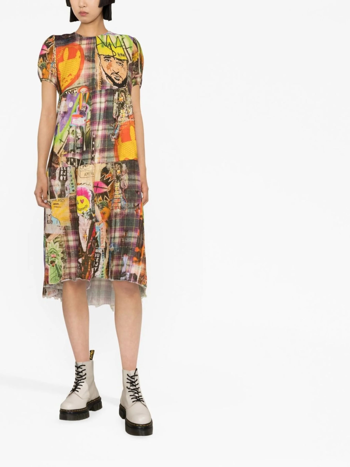 graffiti-print cotton dress