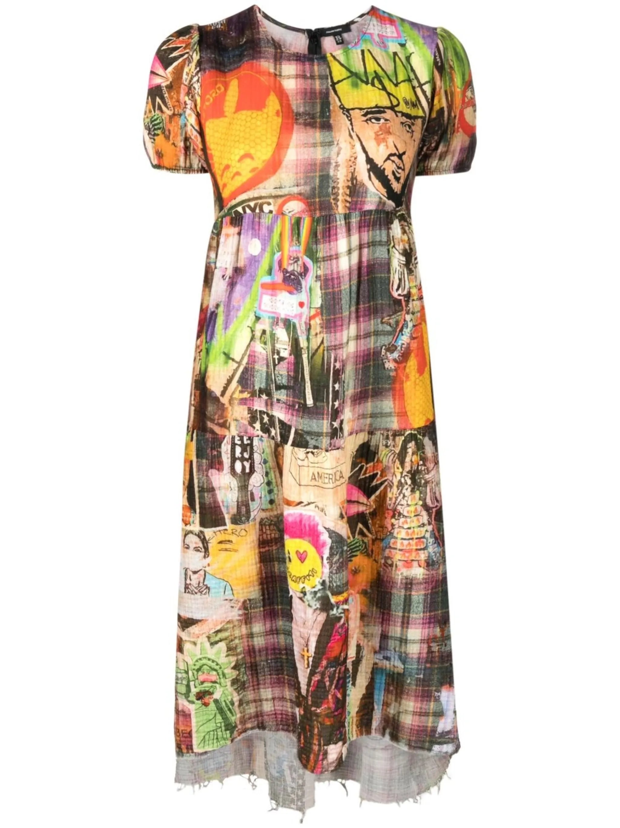 graffiti-print cotton dress