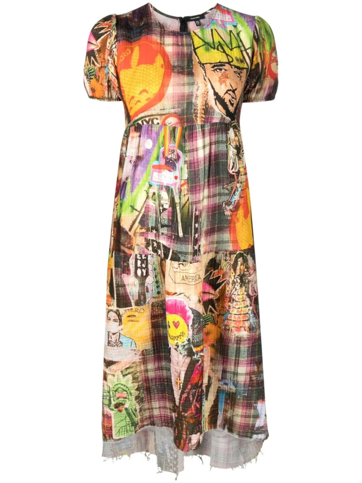 graffiti-print cotton dress