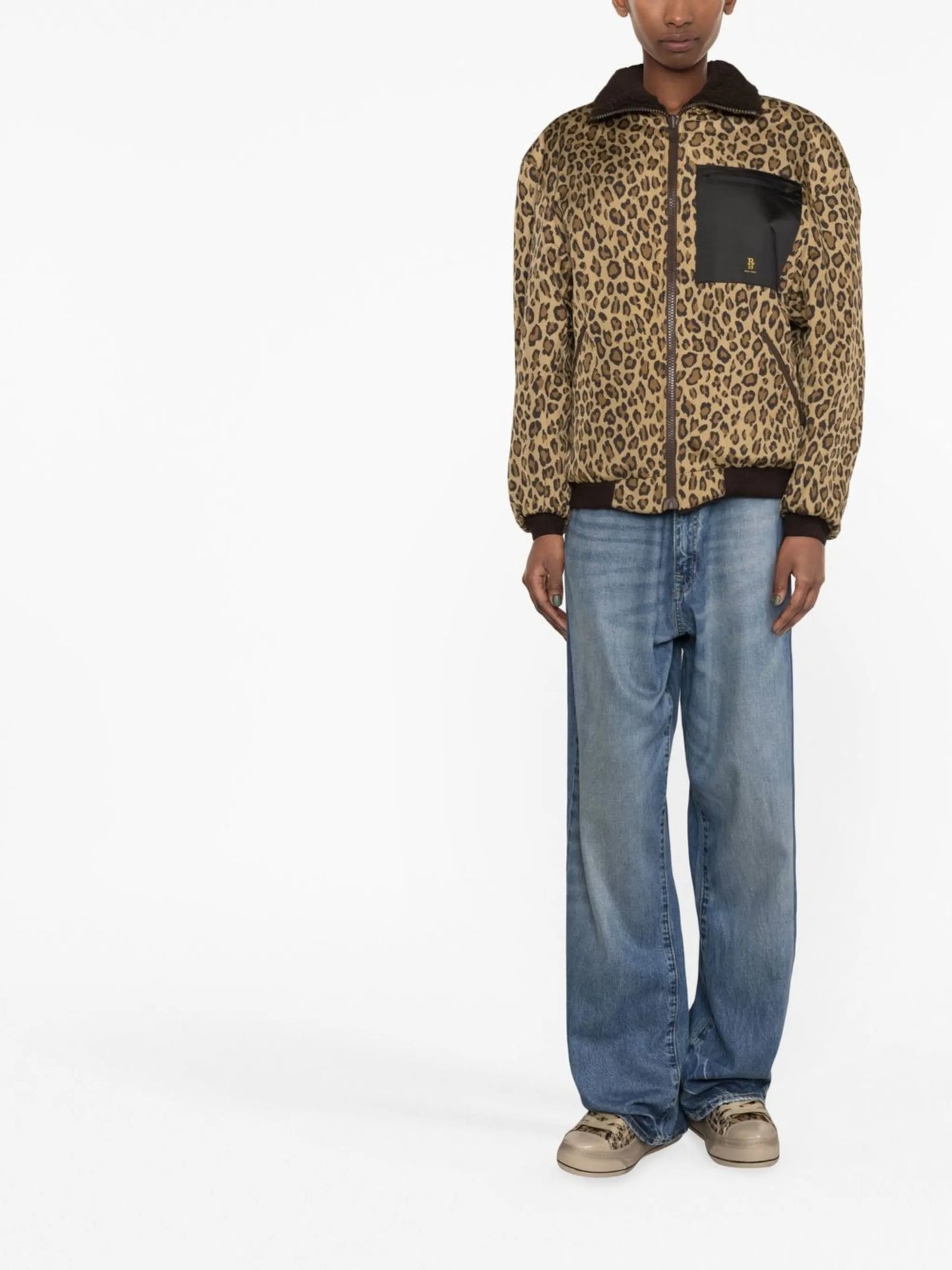 leopard-print windbreaker jacket