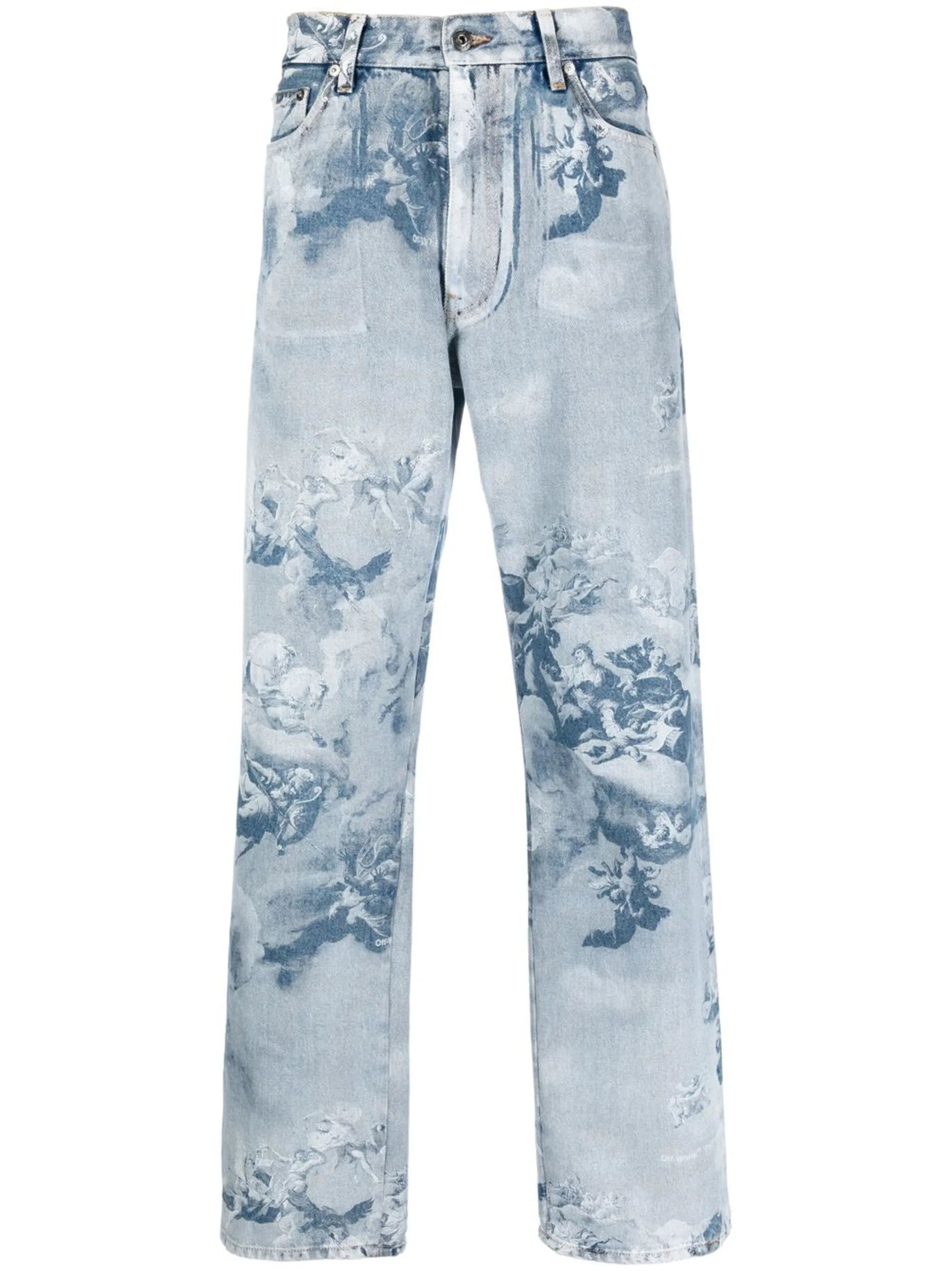 graphic-print denim jeans