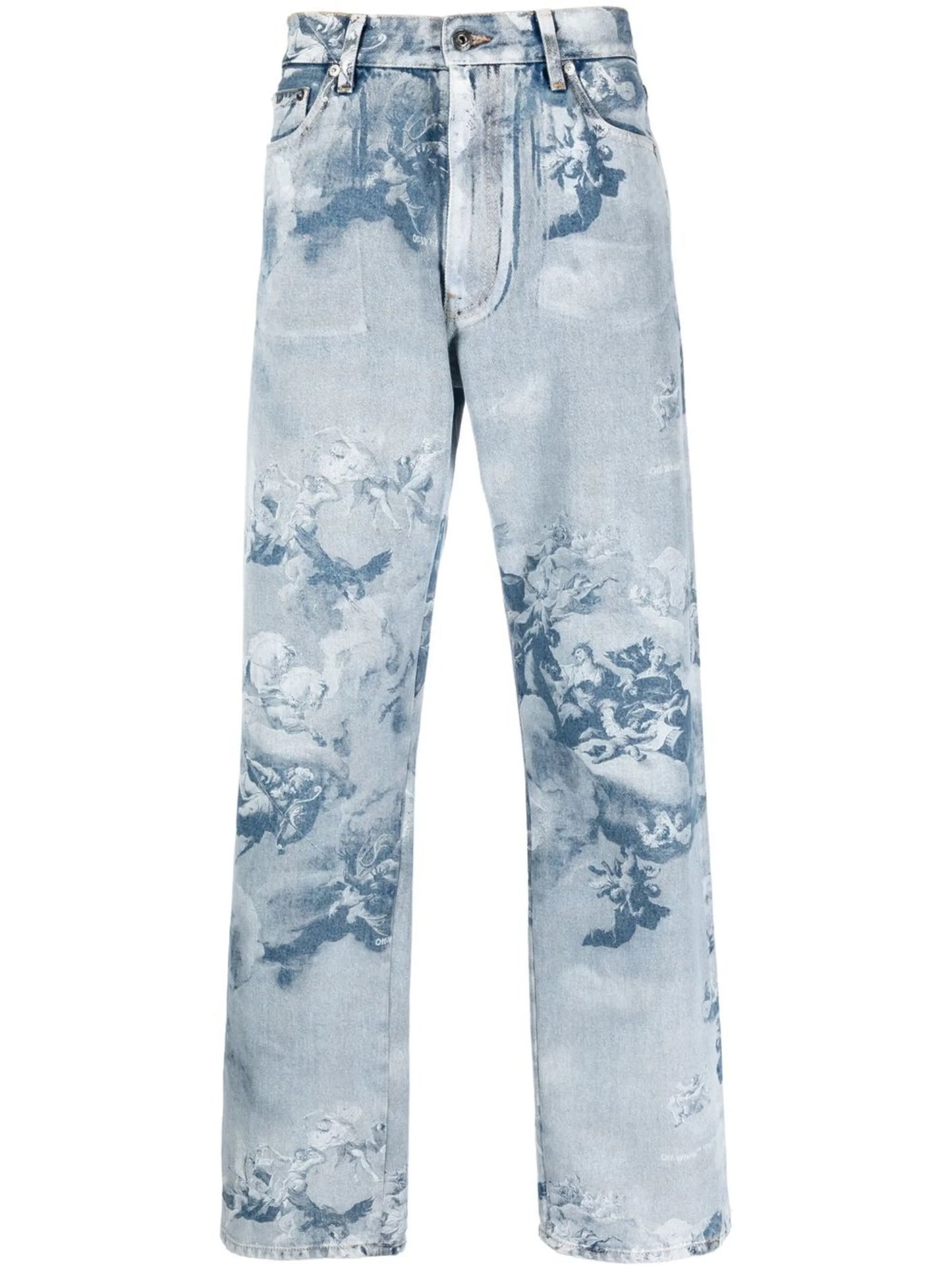 graphic-print denim jeans