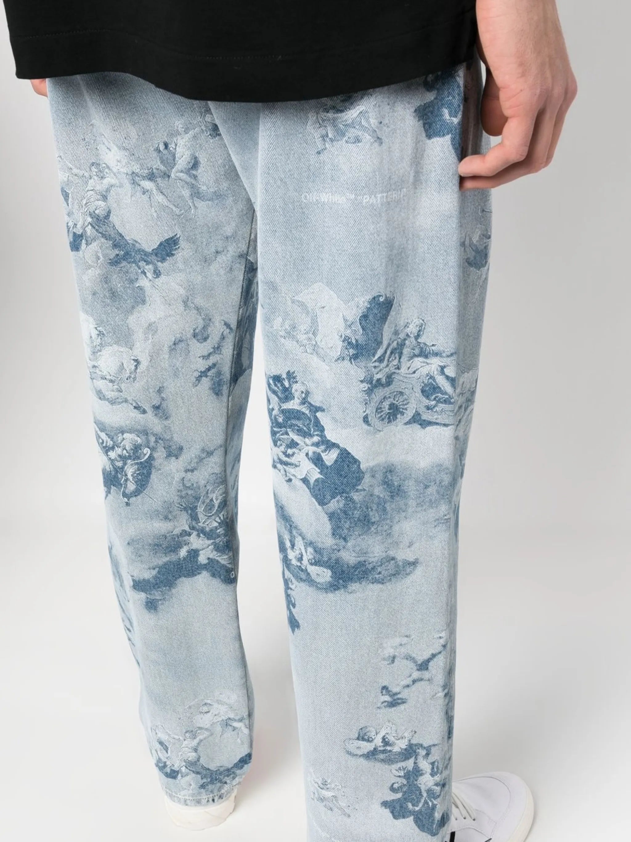 graphic-print denim jeans