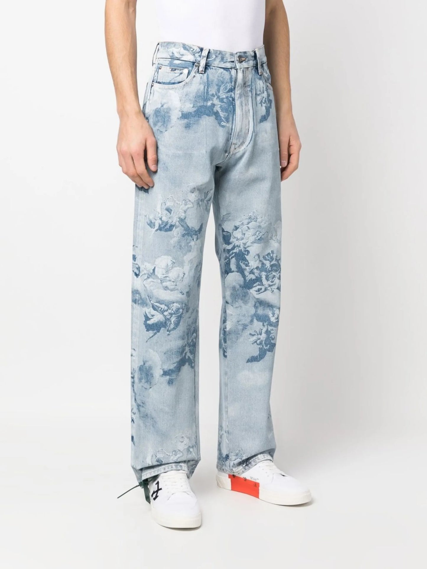 graphic-print denim jeans