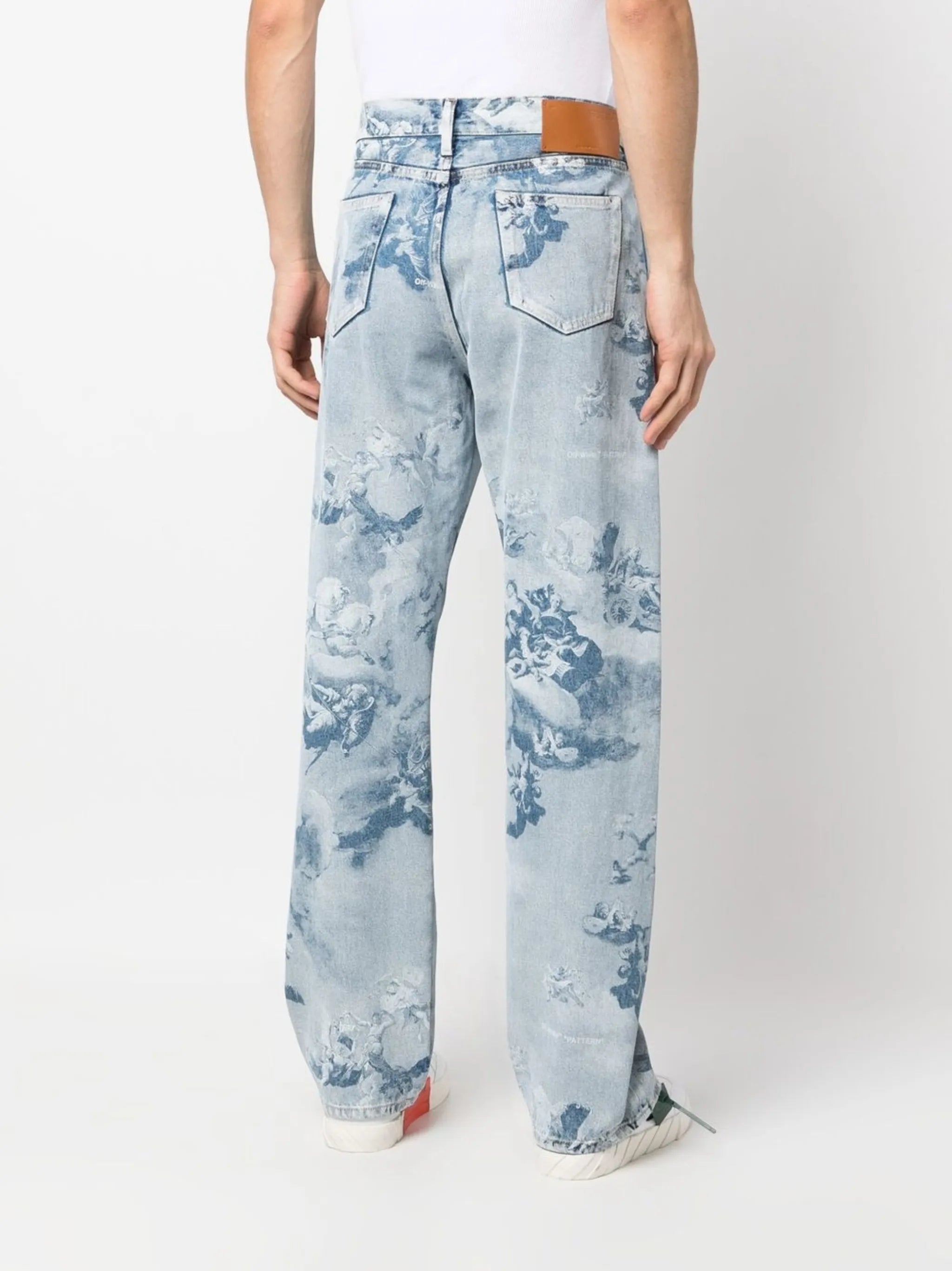 graphic-print denim jeans