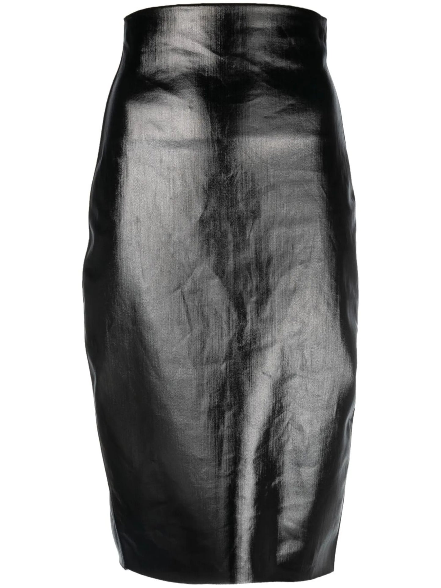 high-waisted wax-coated skirt