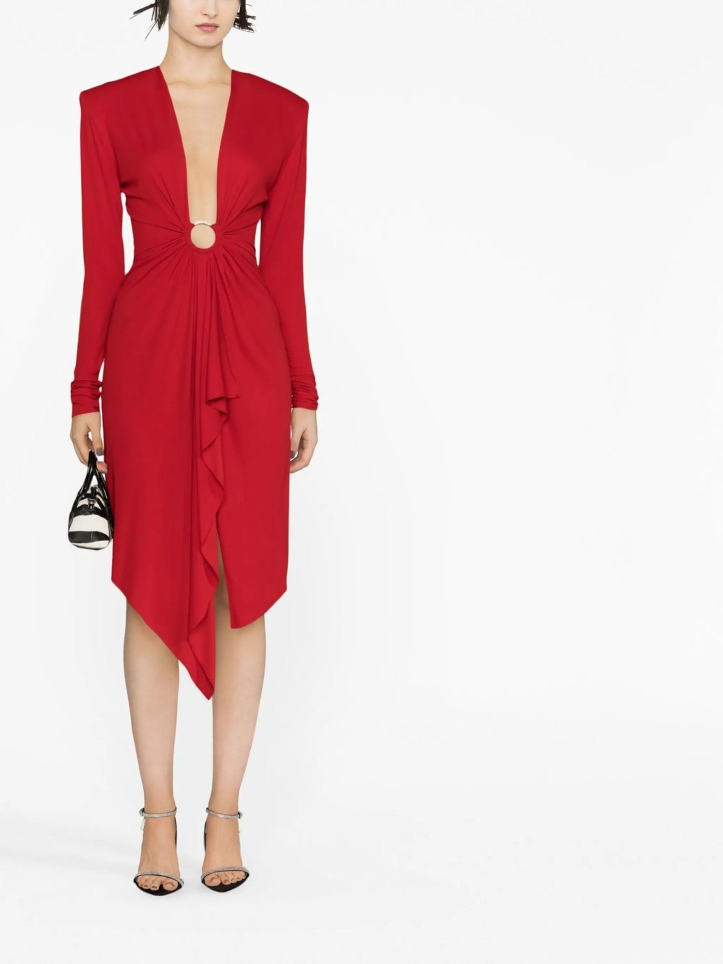 drape-detail midi dress