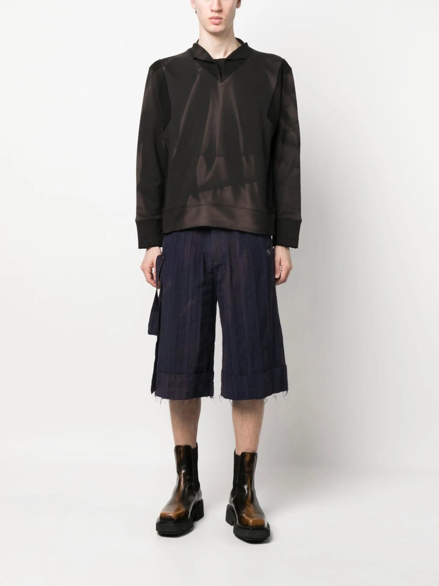 bleached below-knee shorts