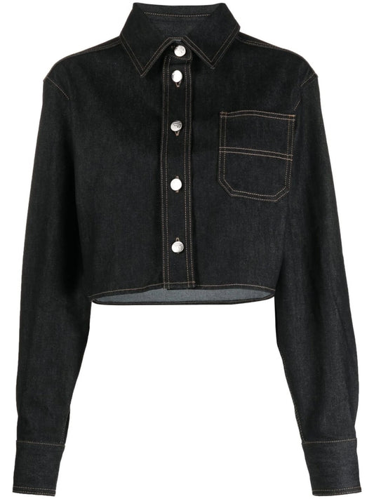 cropped denim shirt