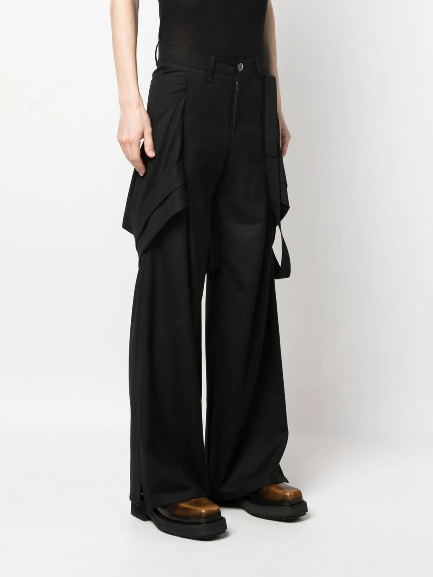 draped-detailing wide-leg trousers
