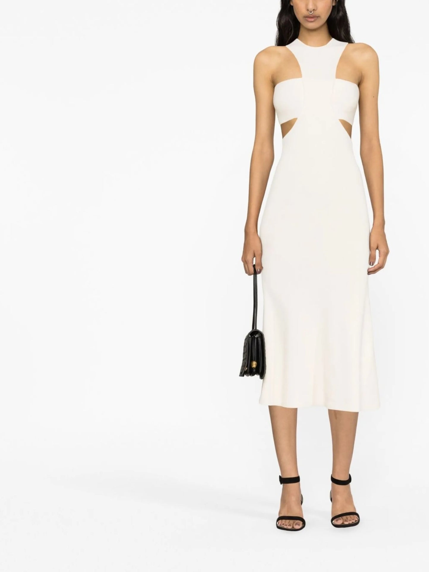 Slashed Harness rib-knit dress
