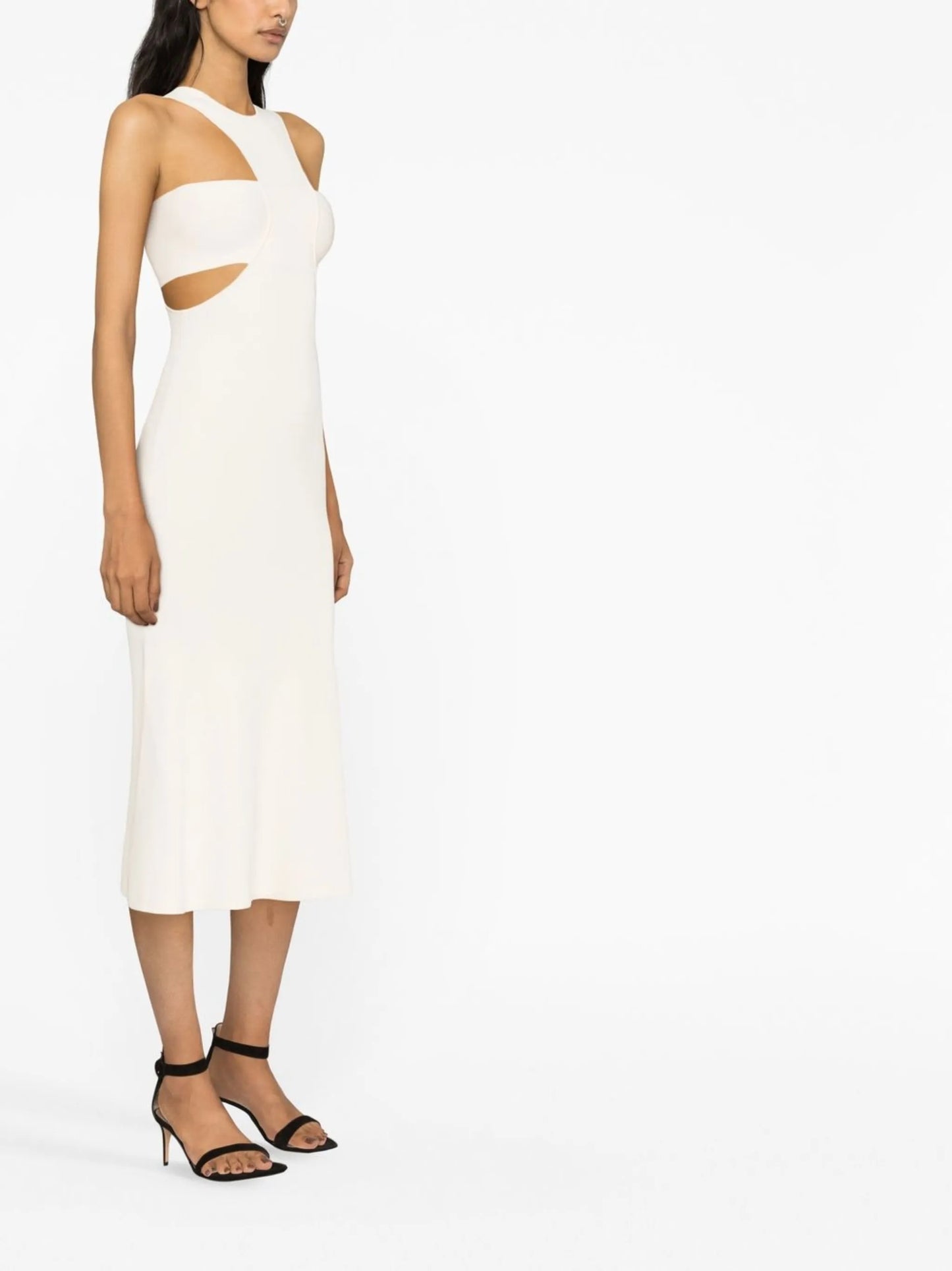 Slashed Harness rib-knit dress