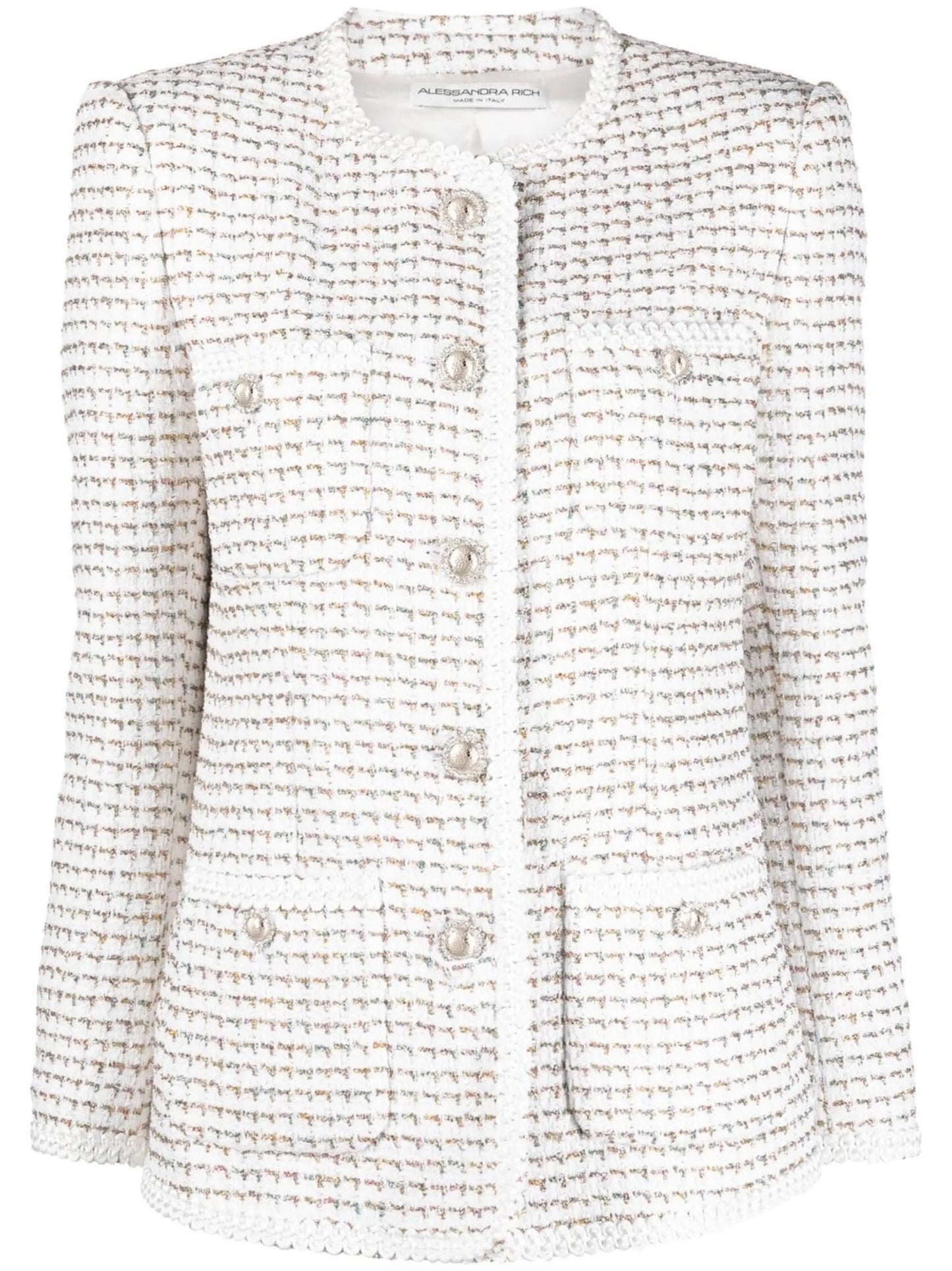 round-neck buttoned jacket