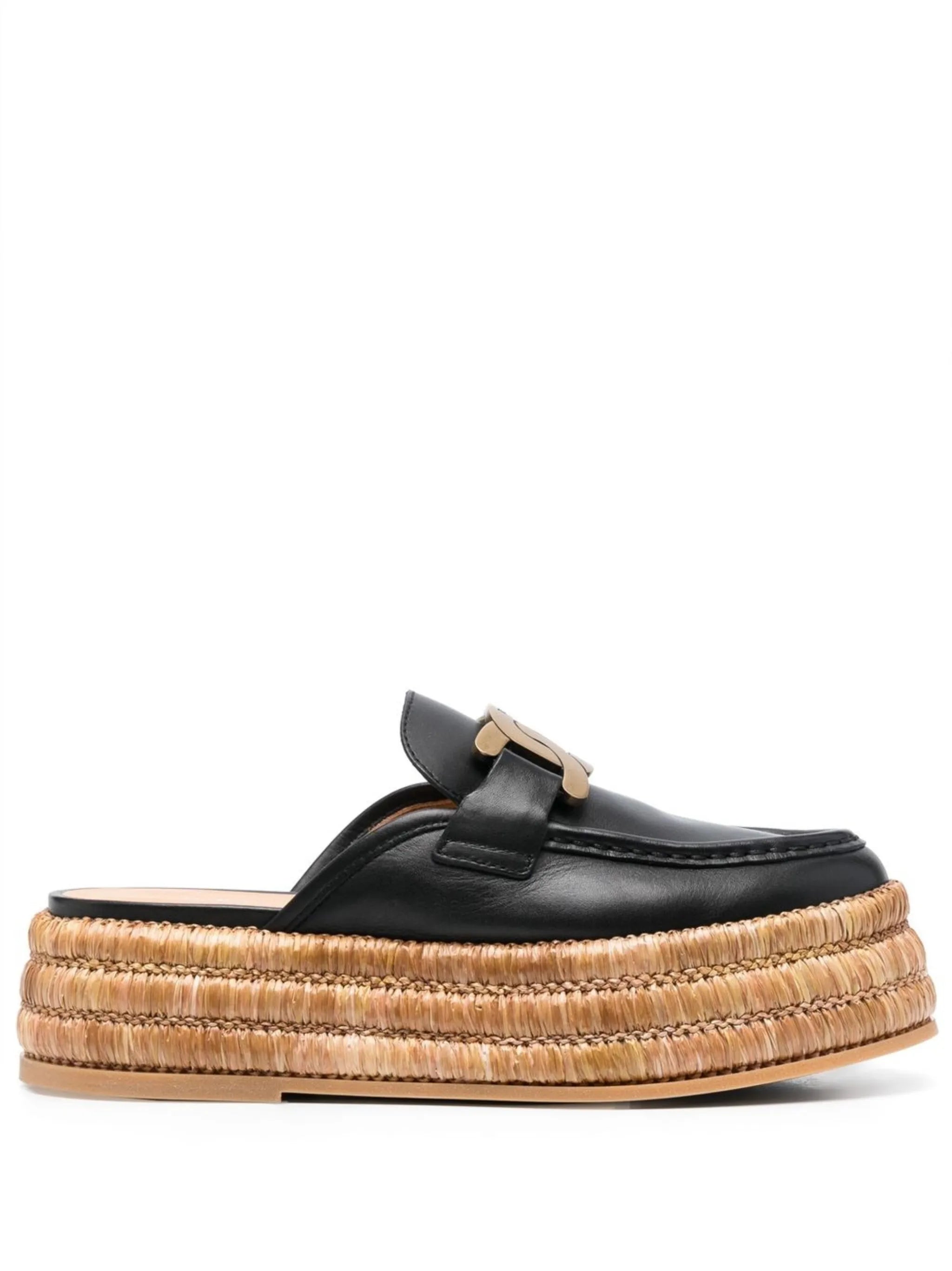 logo-plaque leather espadrilles