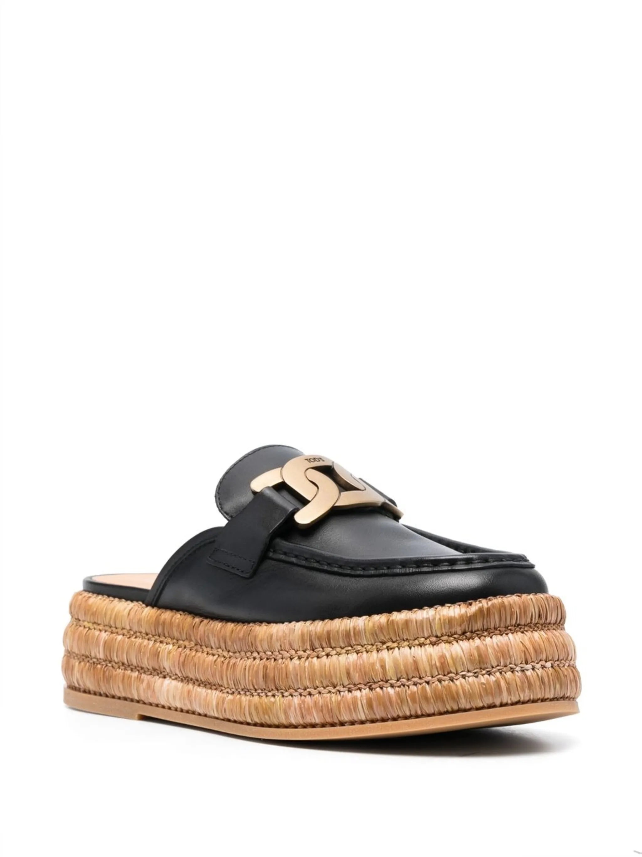 logo-plaque leather espadrilles