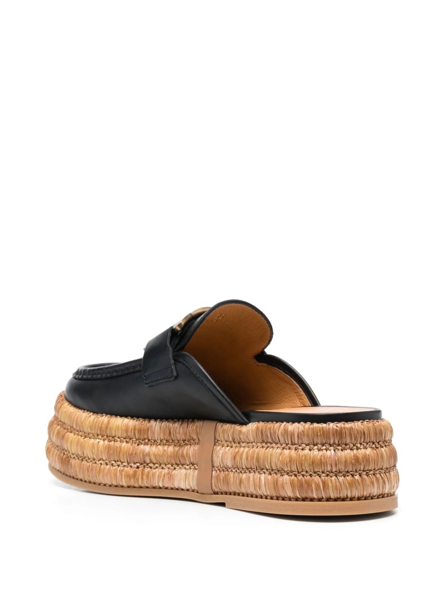 logo-plaque leather espadrilles