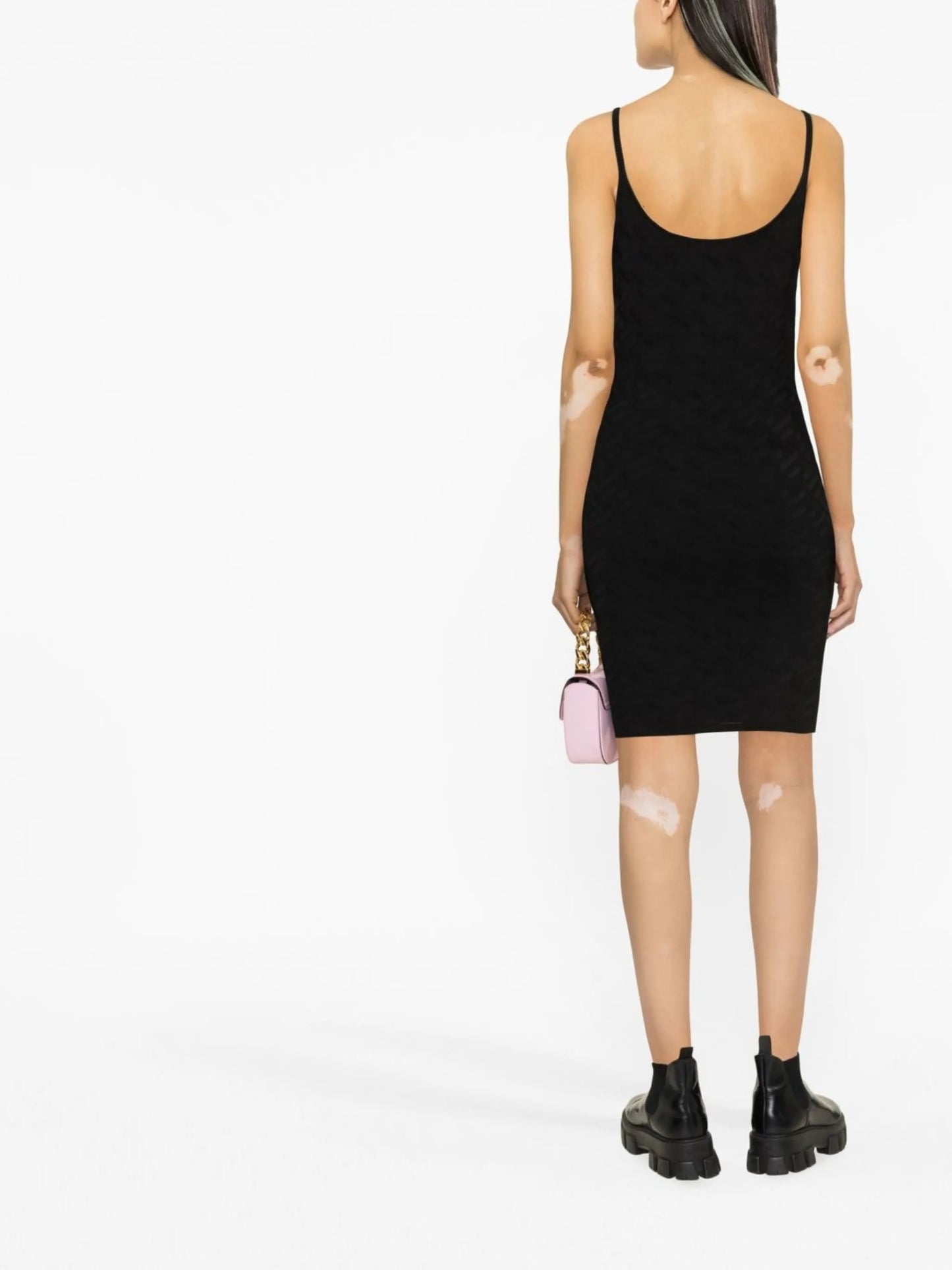 La Greca-pattern knitted dress