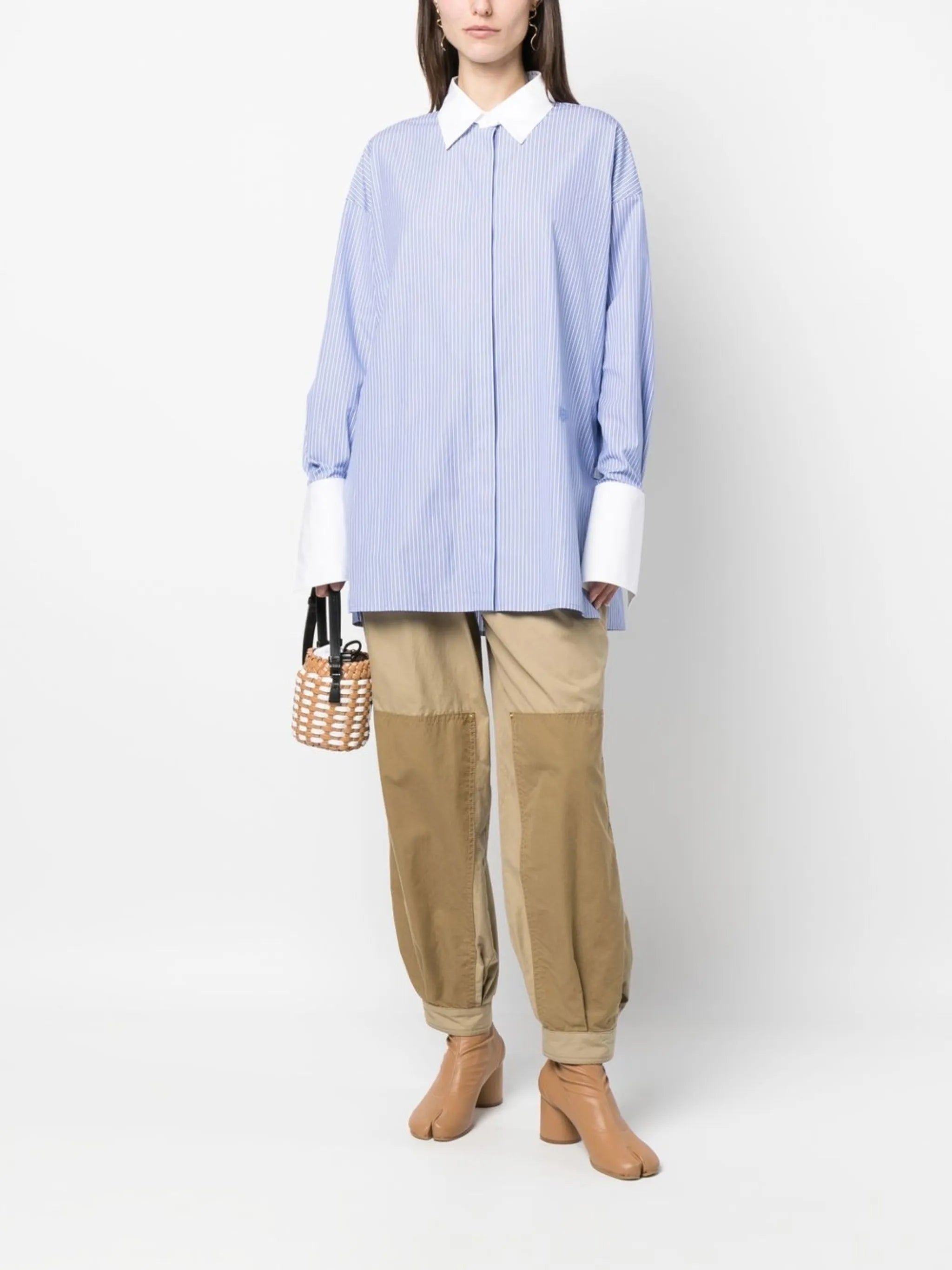 contrast-cuff oversize shirt