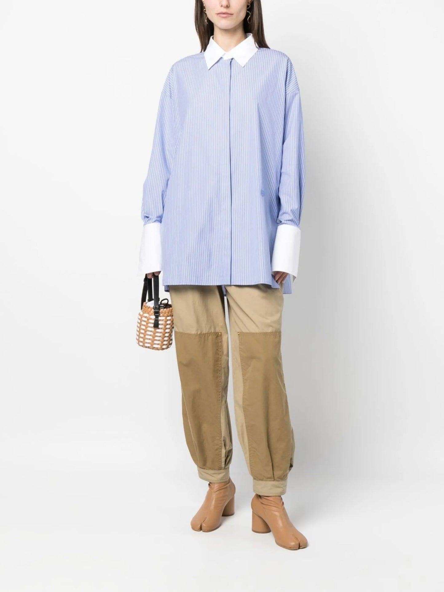 contrast-cuff oversize shirt