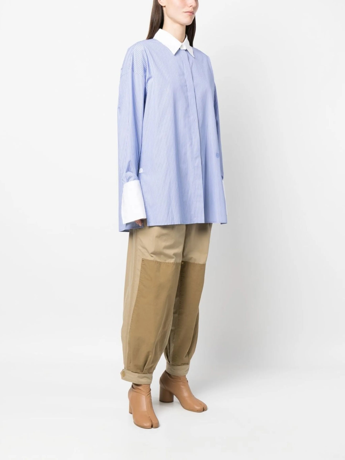 contrast-cuff oversize shirt