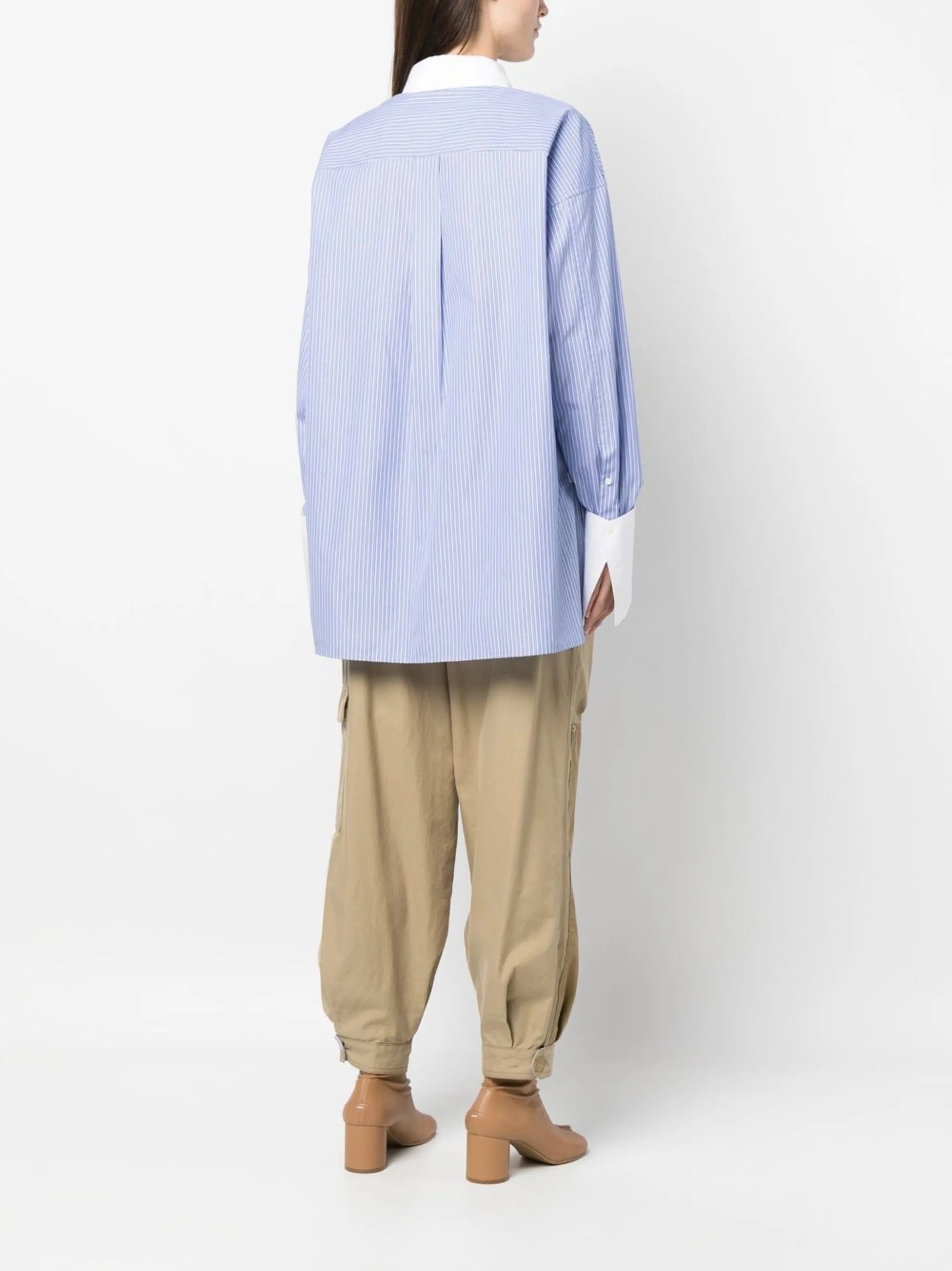 contrast-cuff oversize shirt
