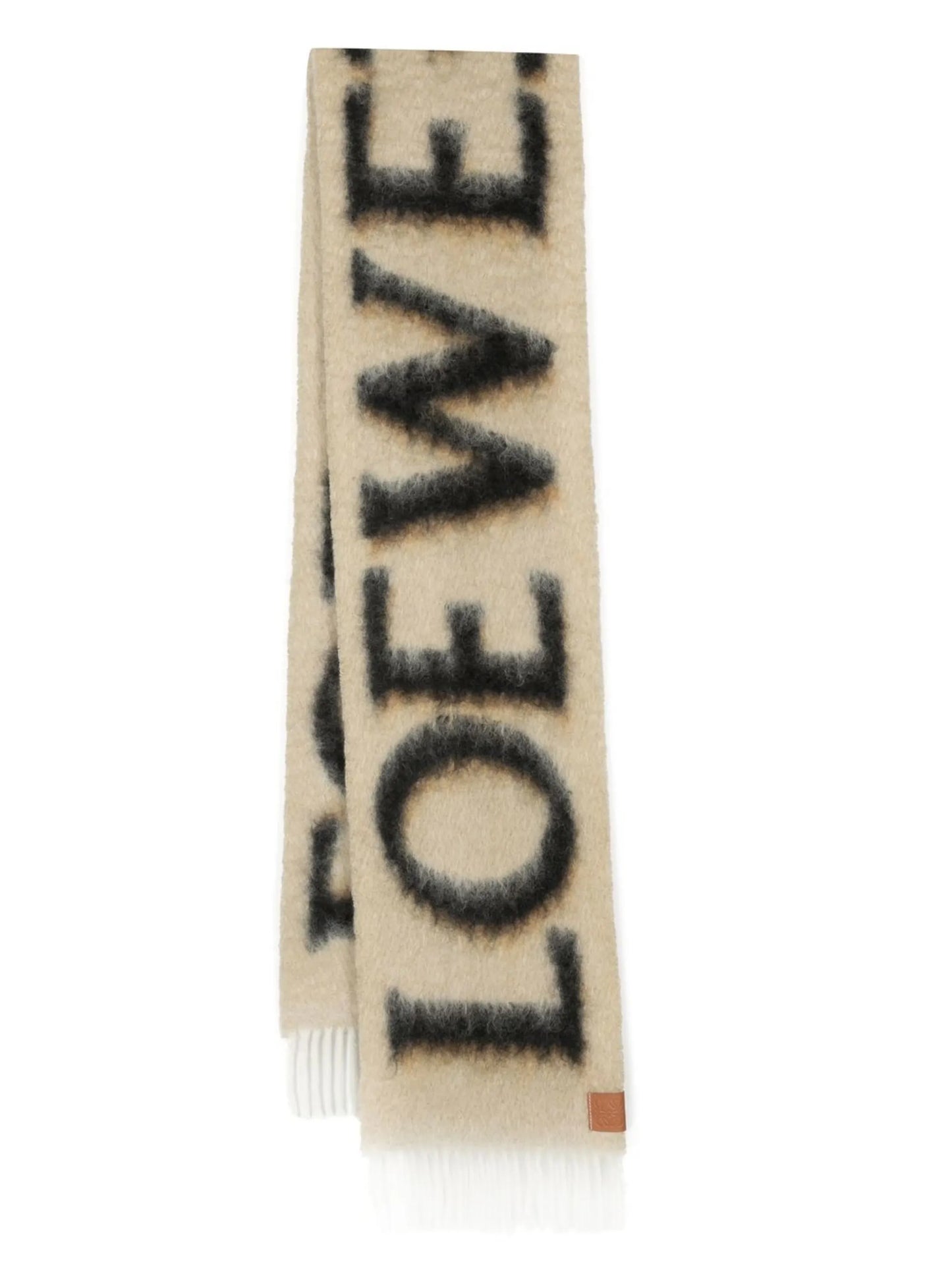 logo-intarsia fringed scarf