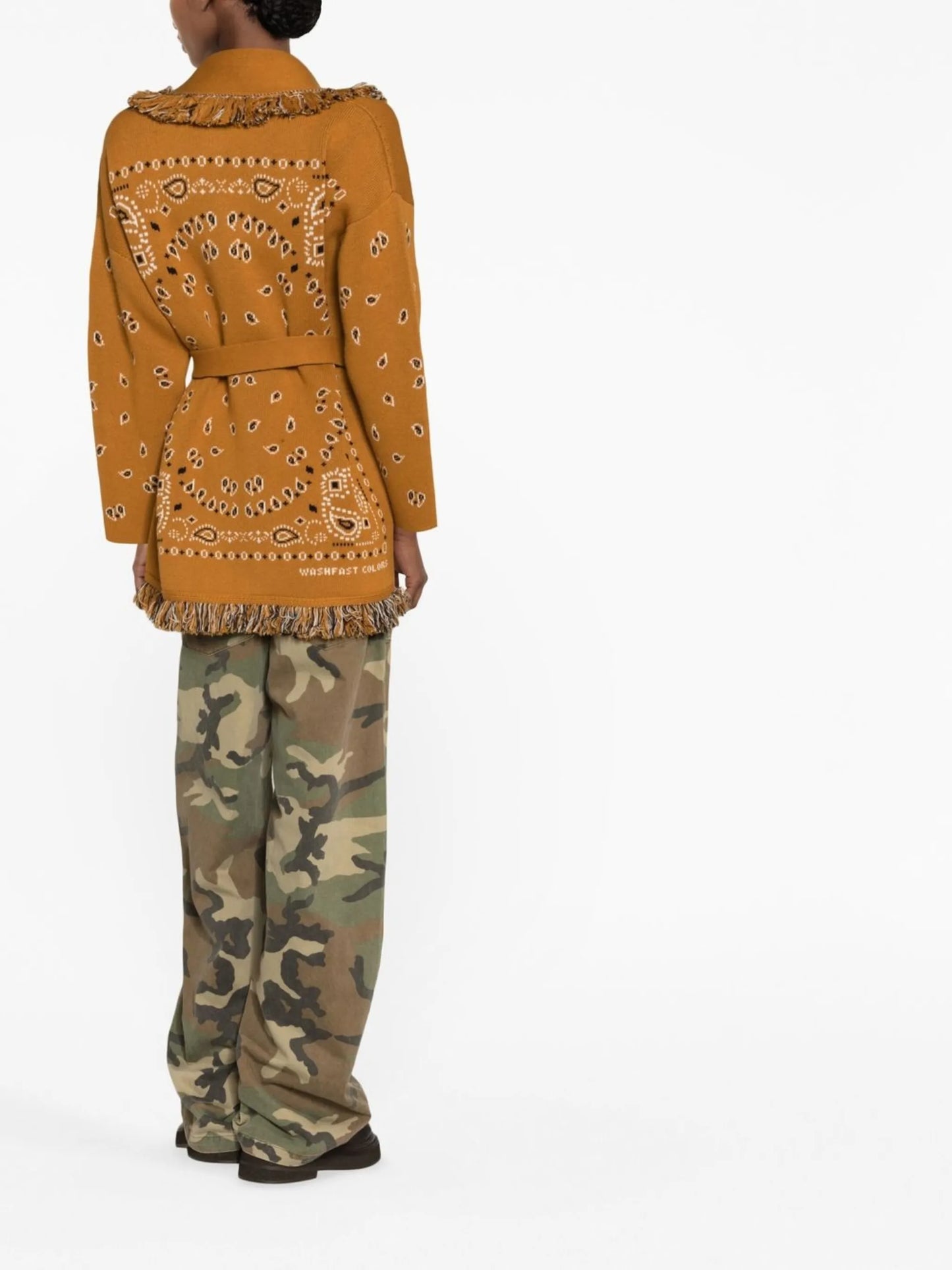 Icon bandana-jacquard belted cardigan