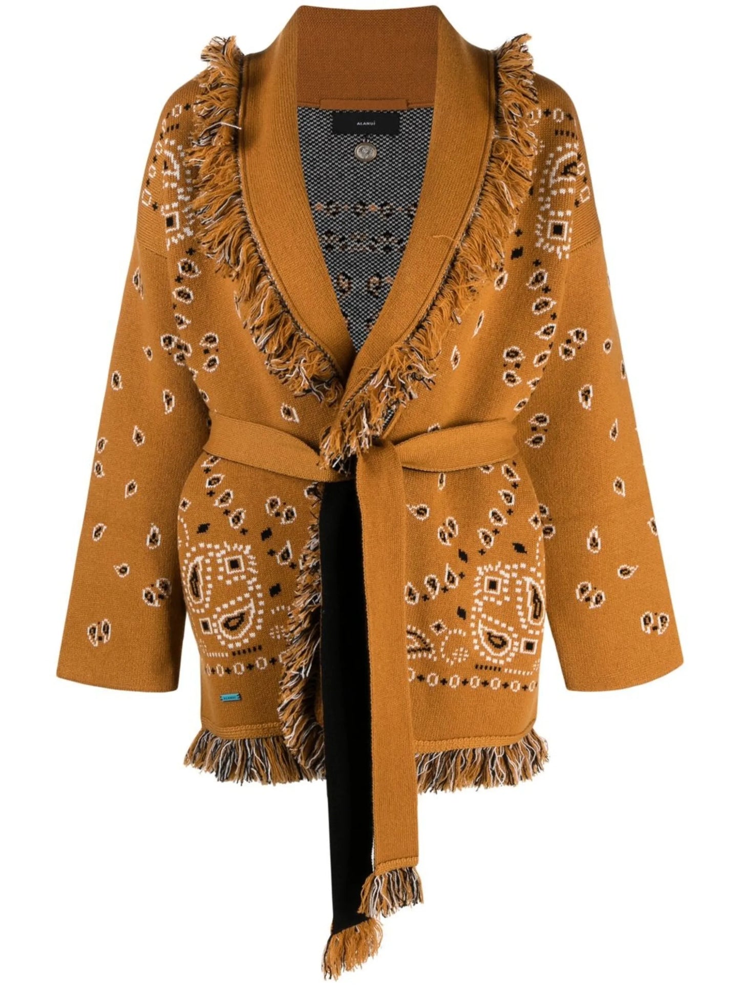Icon bandana-jacquard belted cardigan
