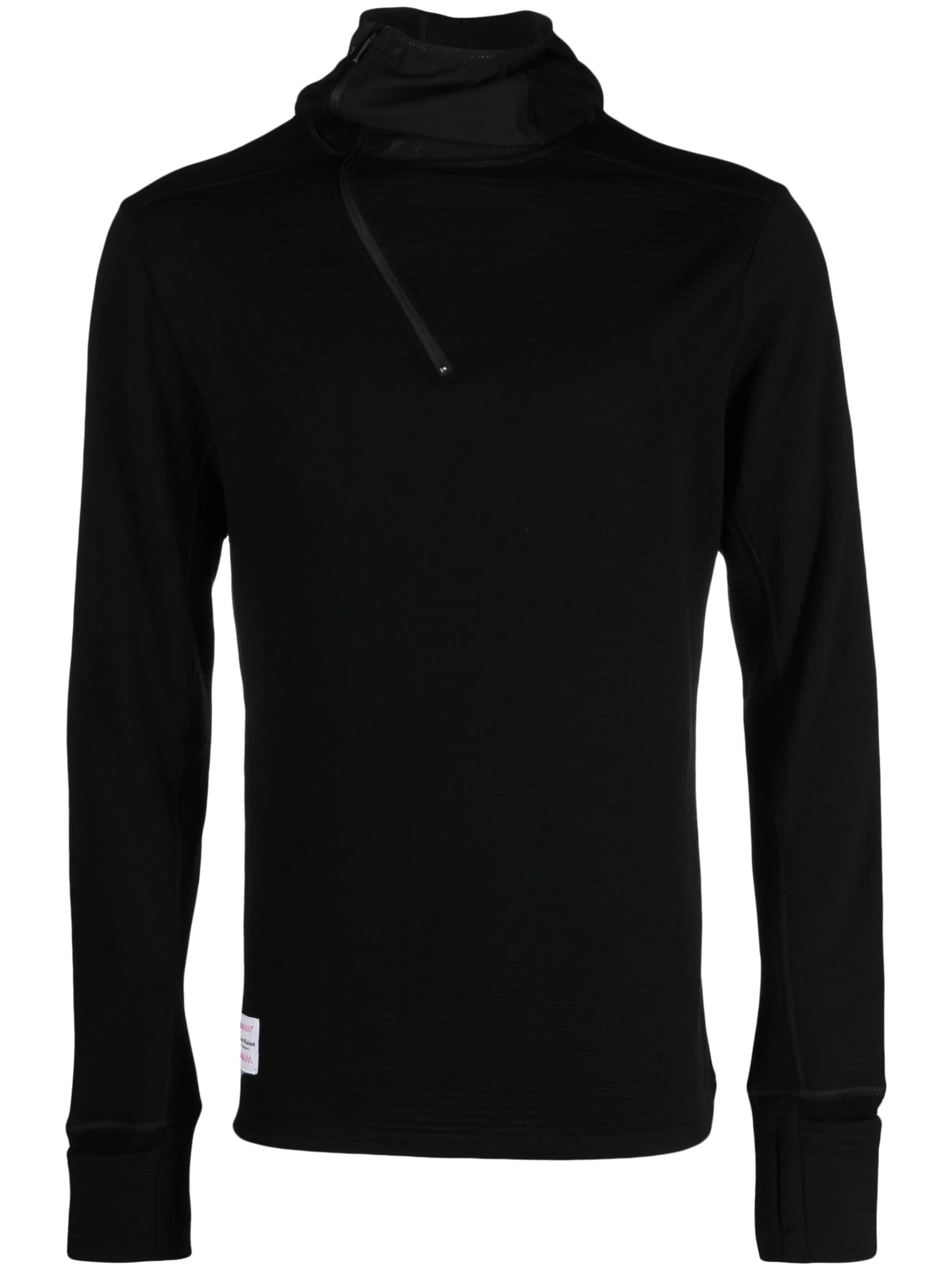grid-fleece wool hoodie
