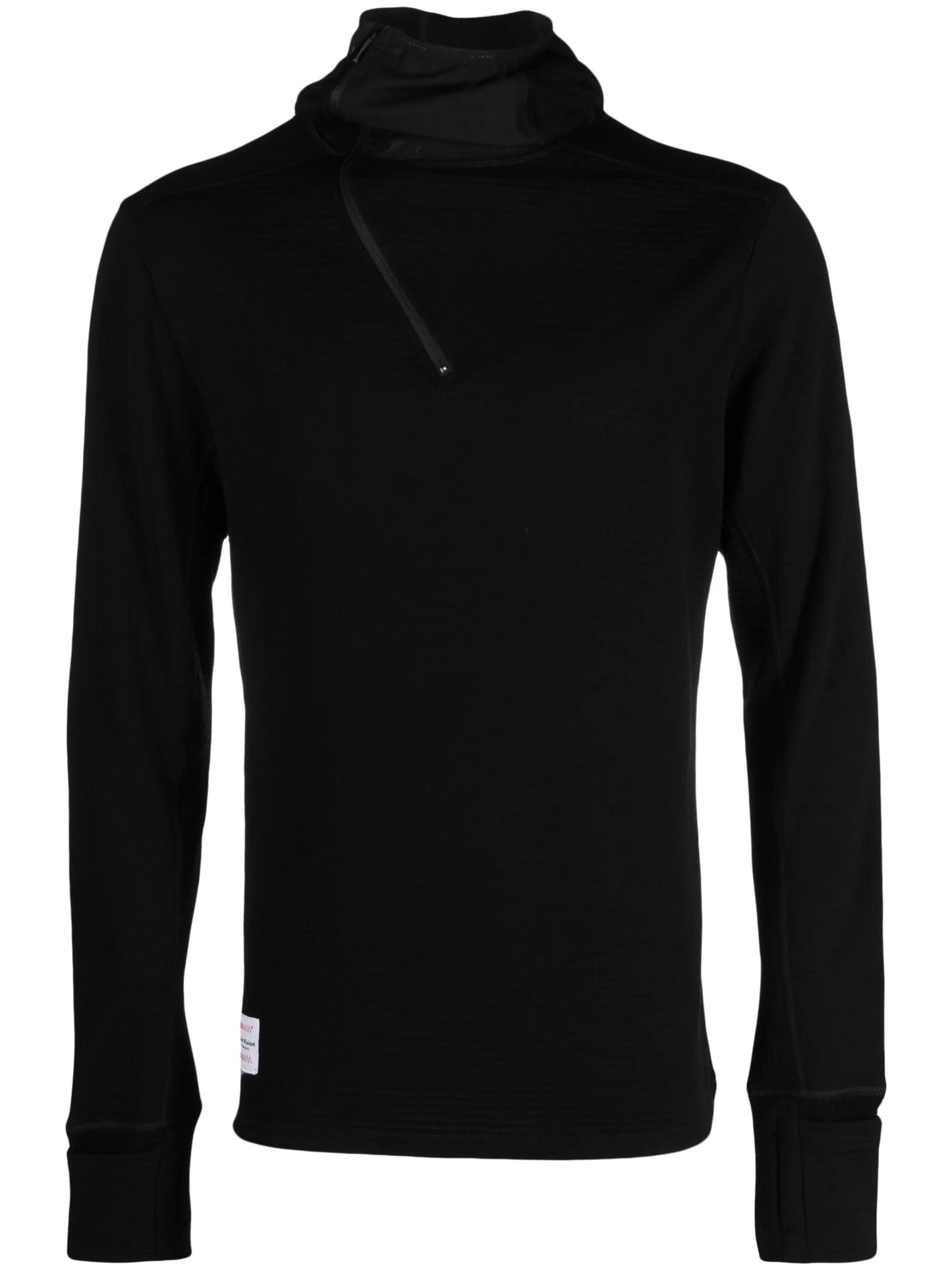 grid-fleece wool hoodie