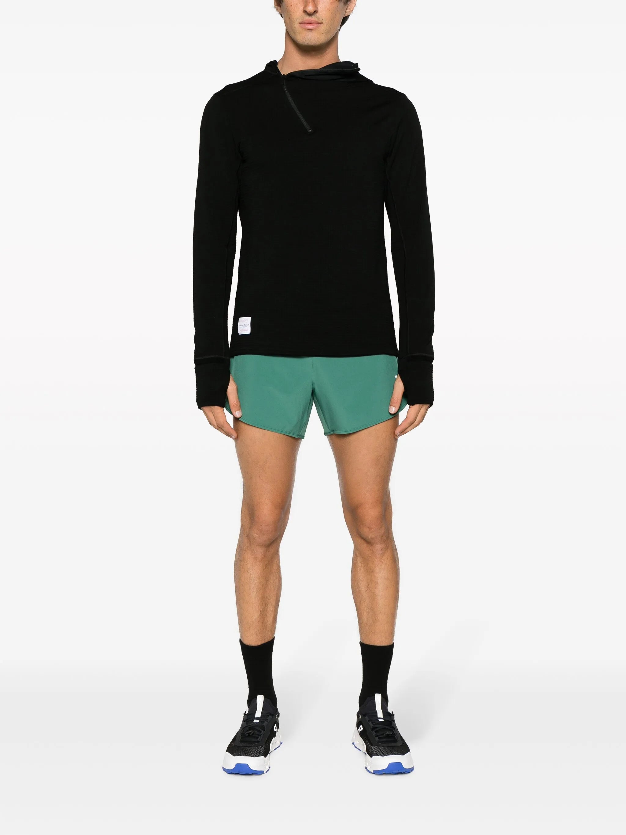 grid-fleece wool hoodie