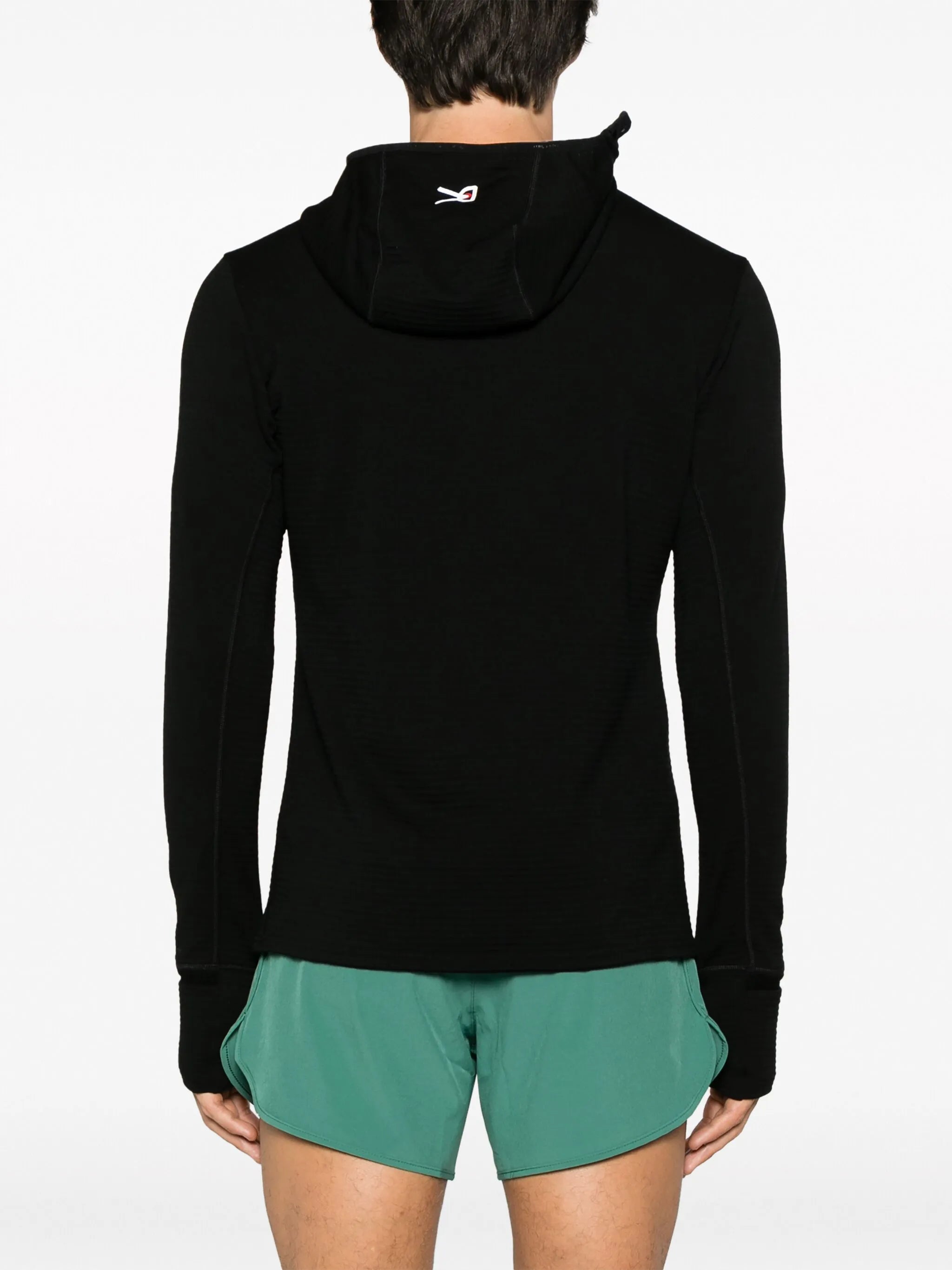 grid-fleece wool hoodie