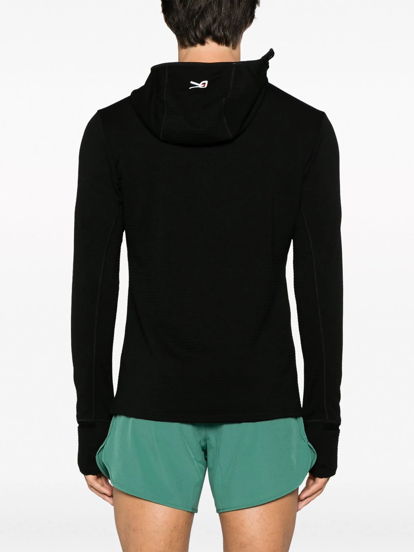 grid-fleece wool hoodie