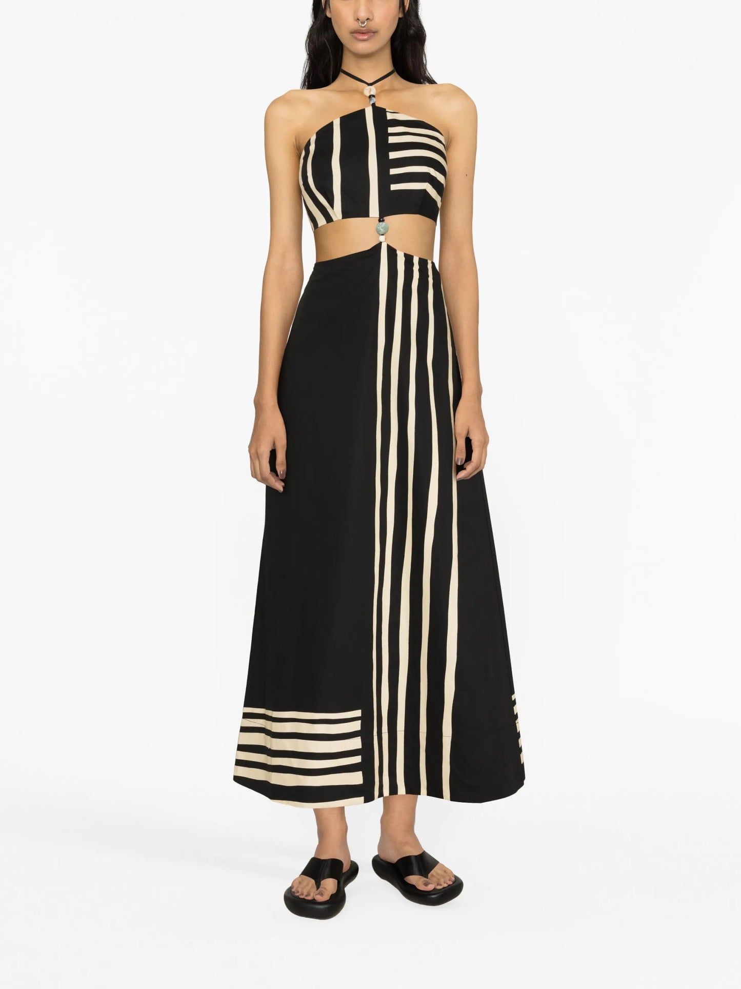 bead-embellished cotton maxi dress