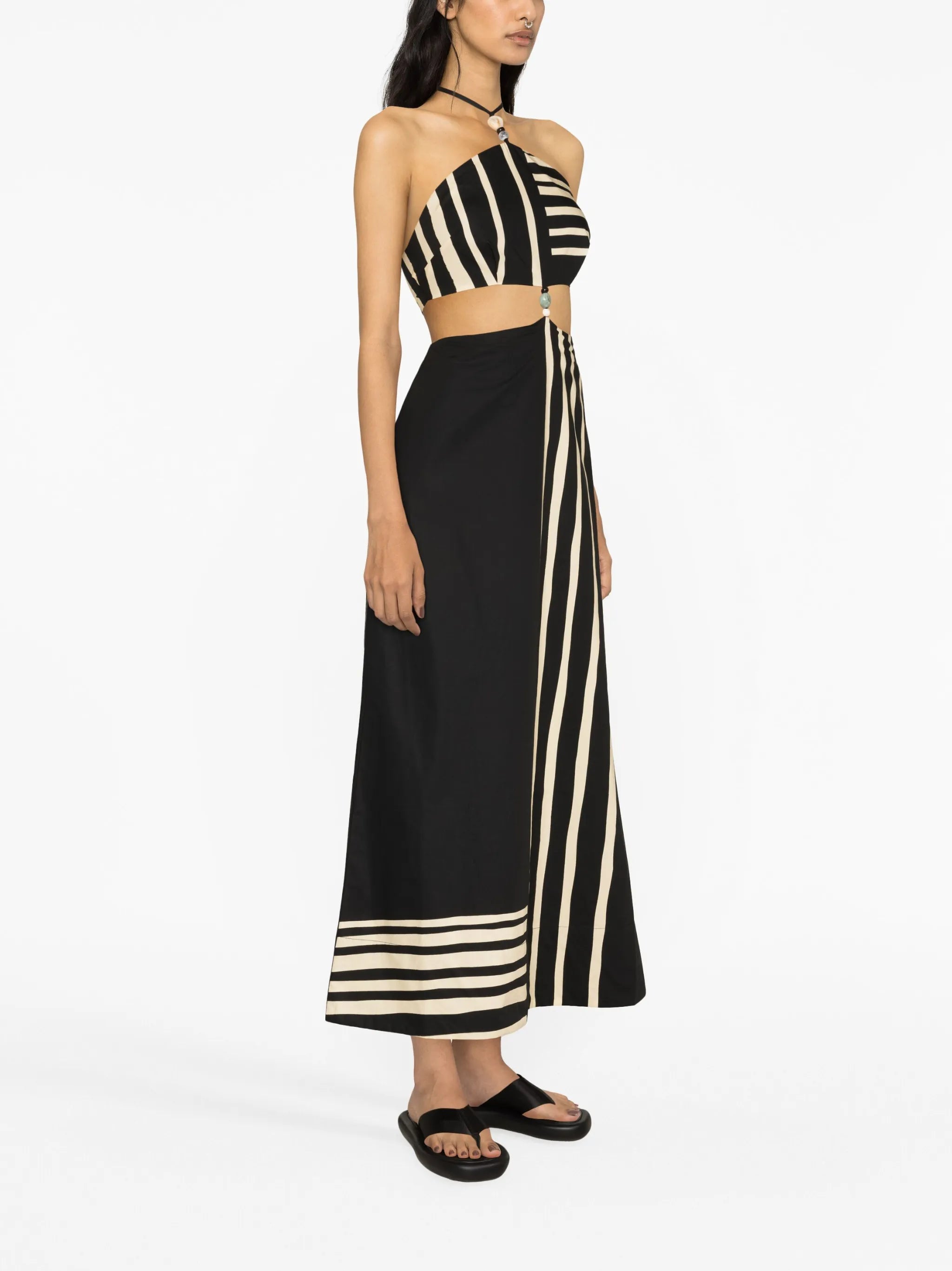 bead-embellished cotton maxi dress