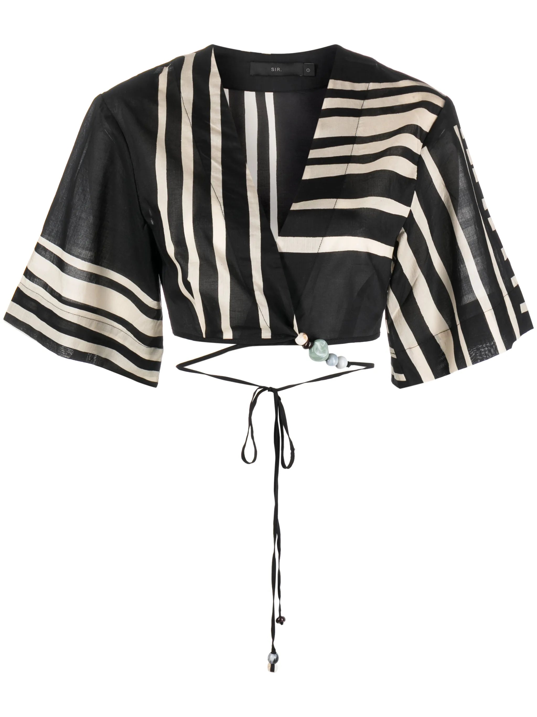 striped cropped cotton blouse