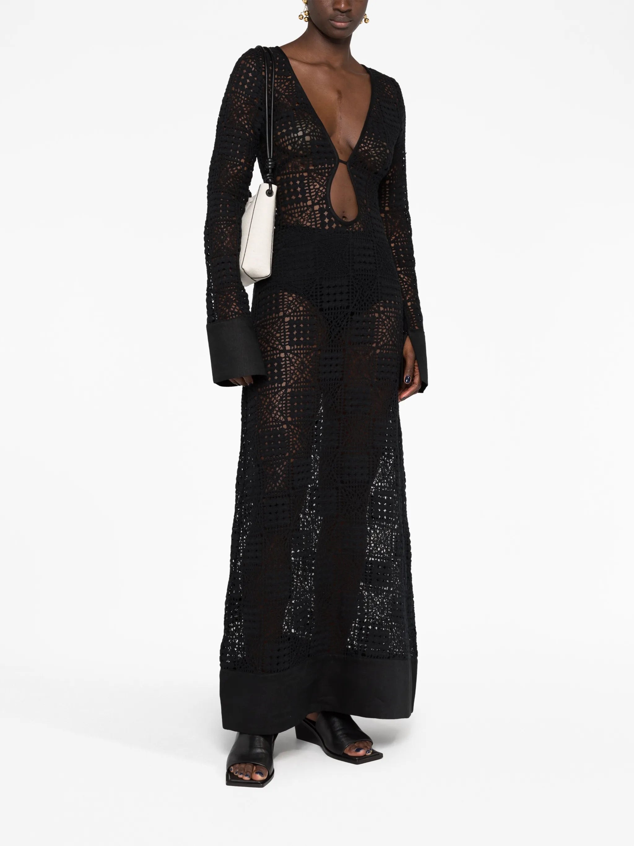 Rayure crochet maxi dress