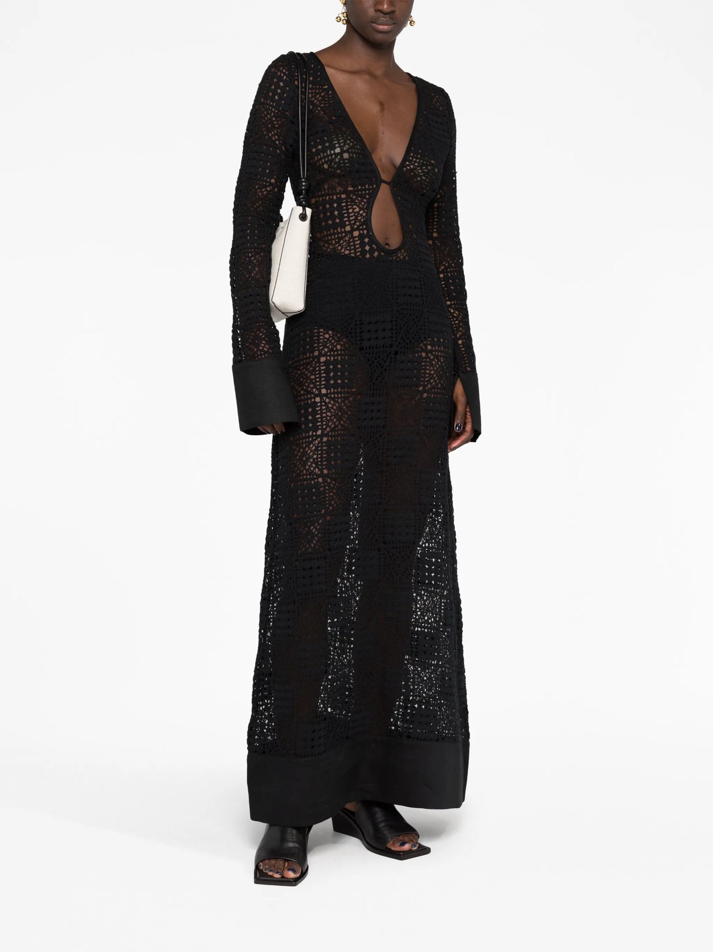 Rayure crochet maxi dress