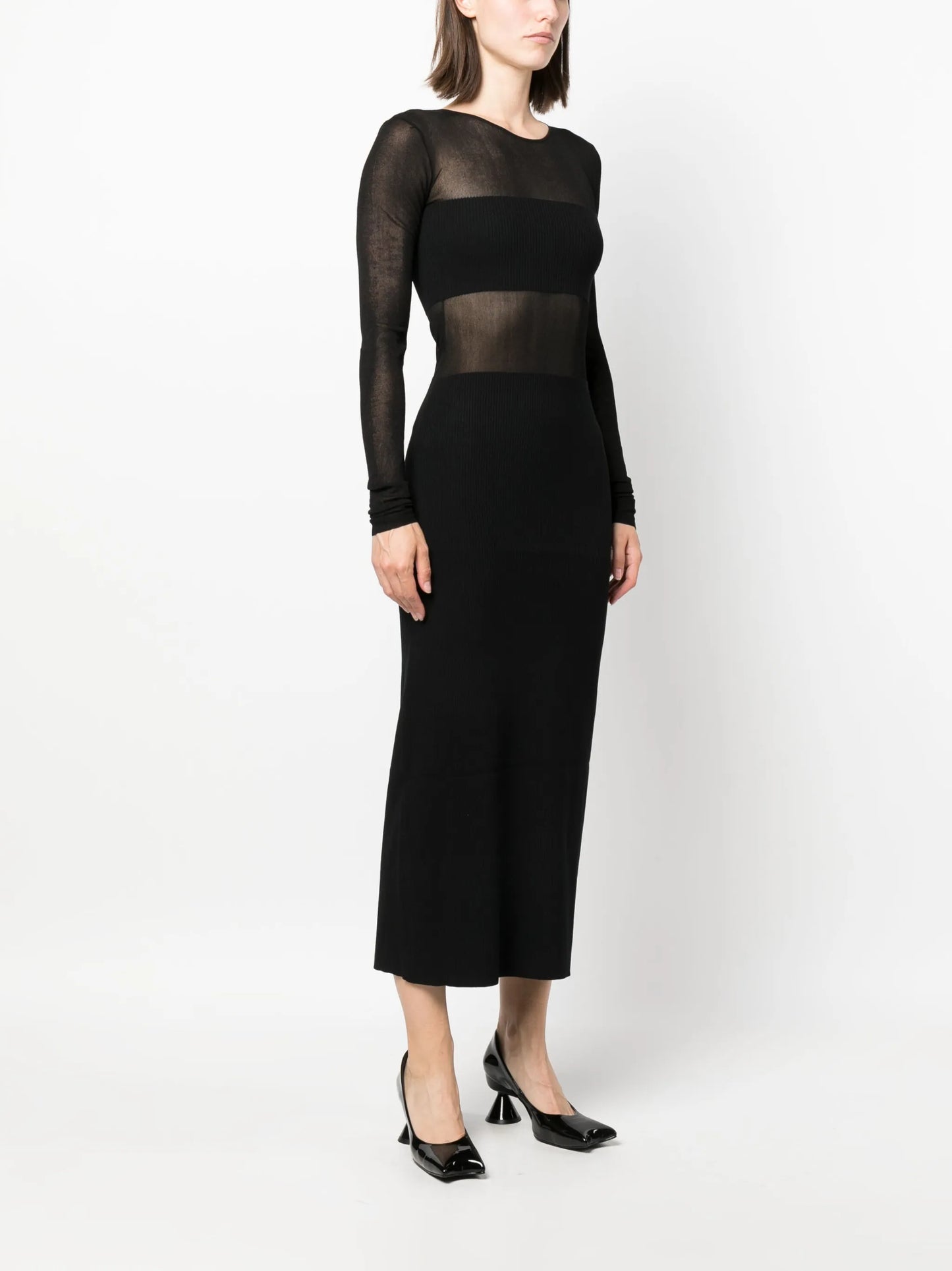 Impermanence sheer-panel dress