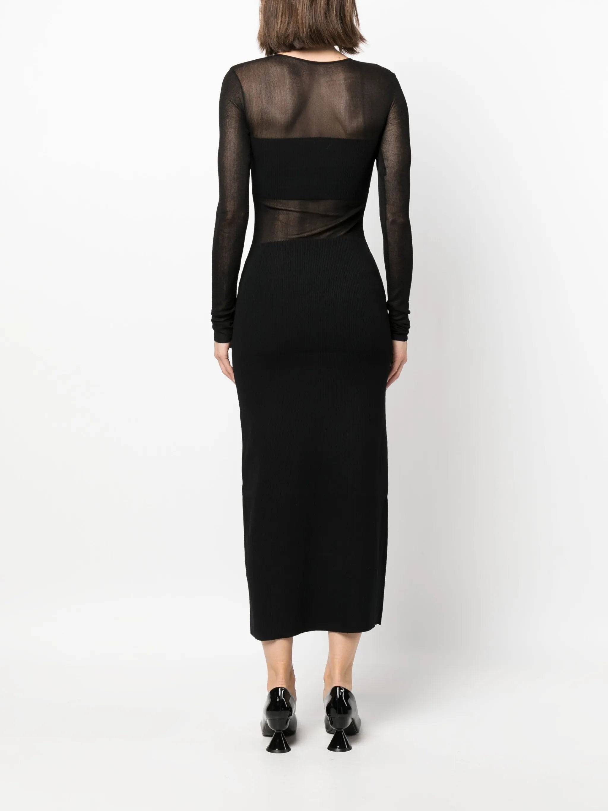 Impermanence sheer-panel dress
