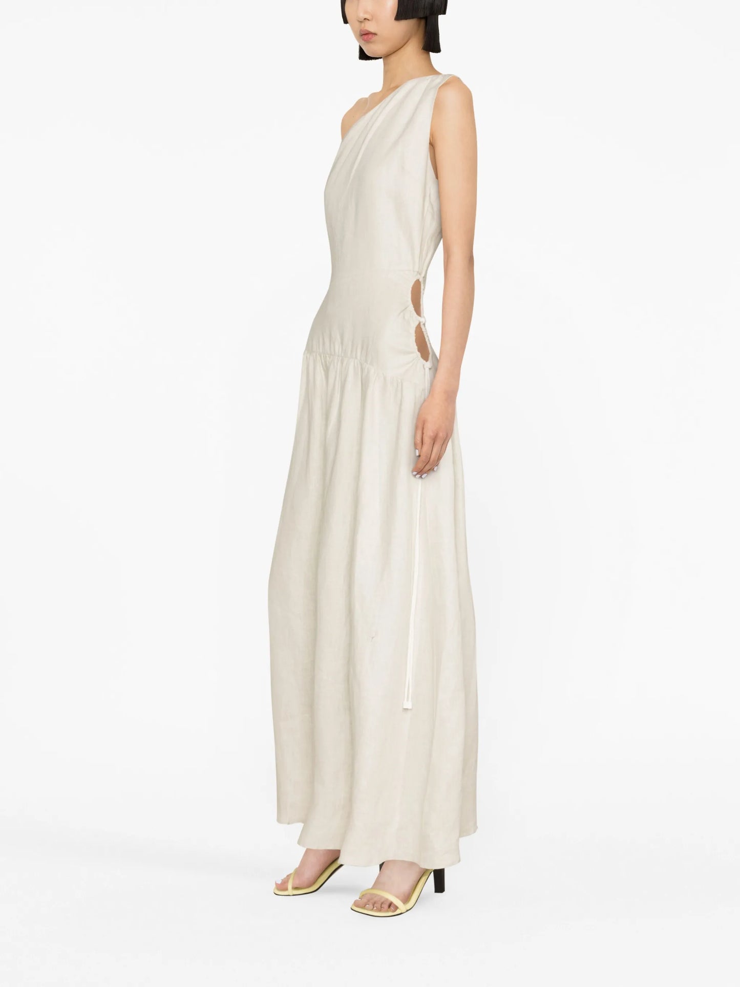 D'orsay off-shoulder linen maxi dress