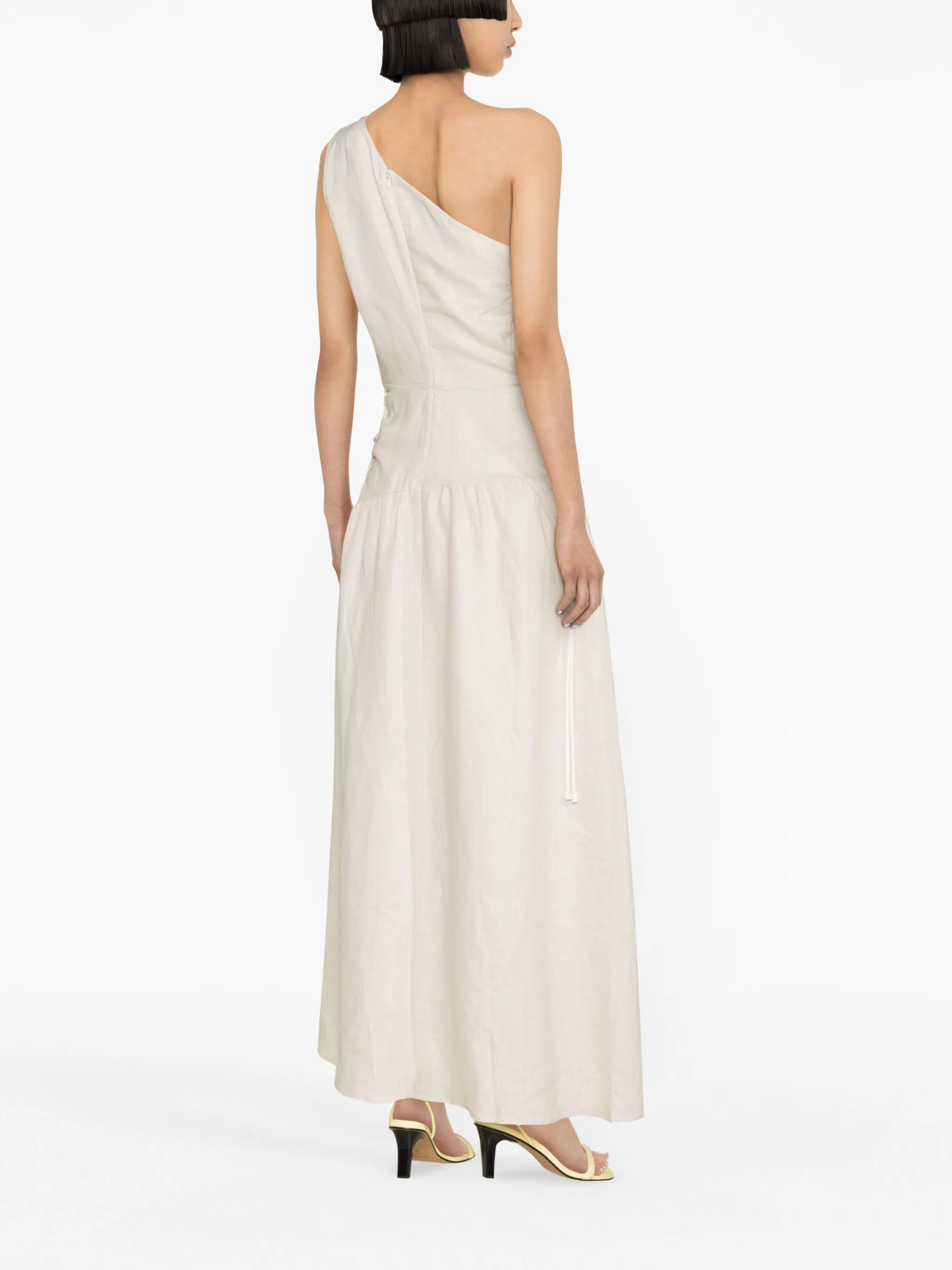 D'orsay off-shoulder linen maxi dress