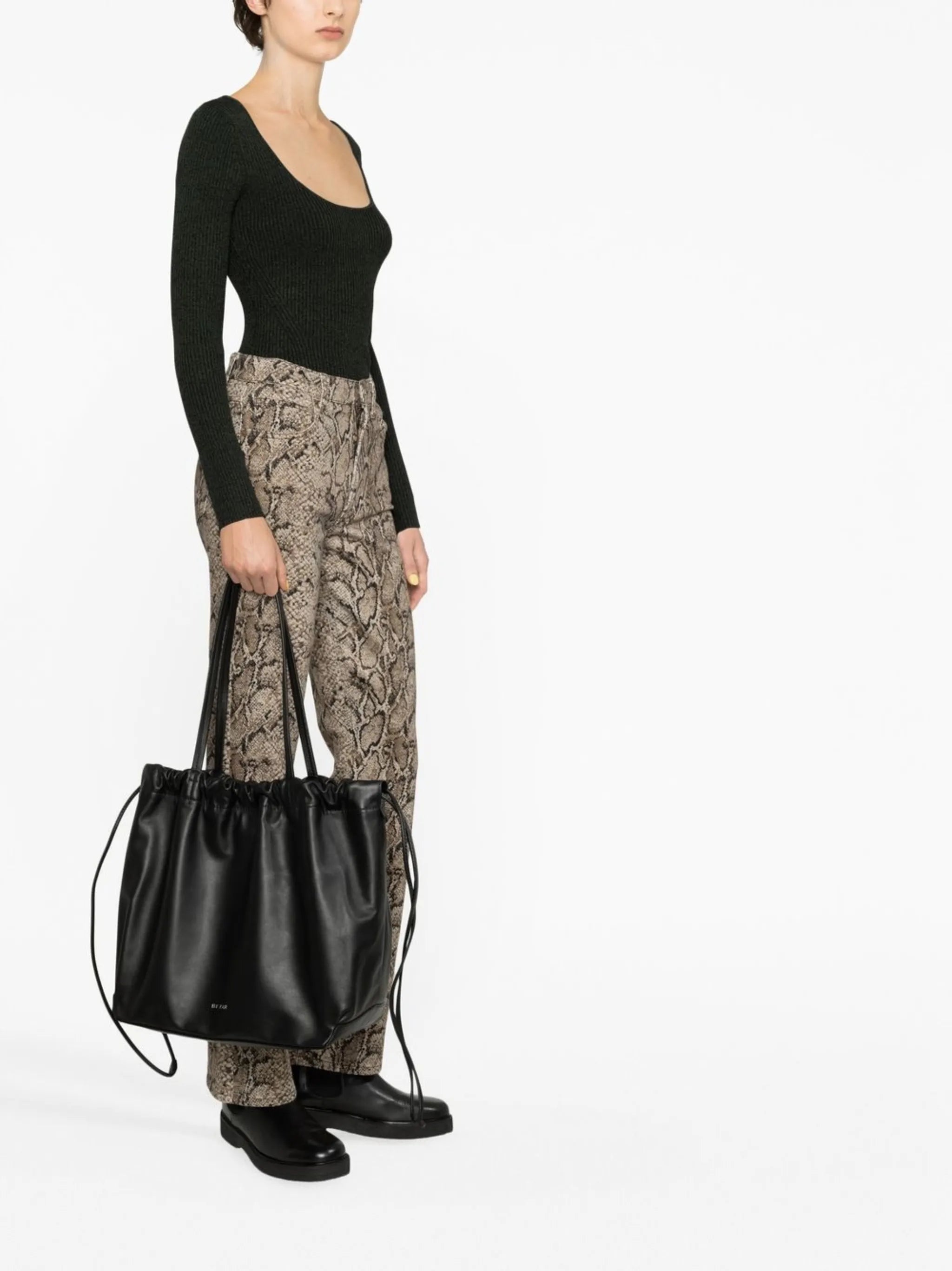 leather drawstring shoulder bag