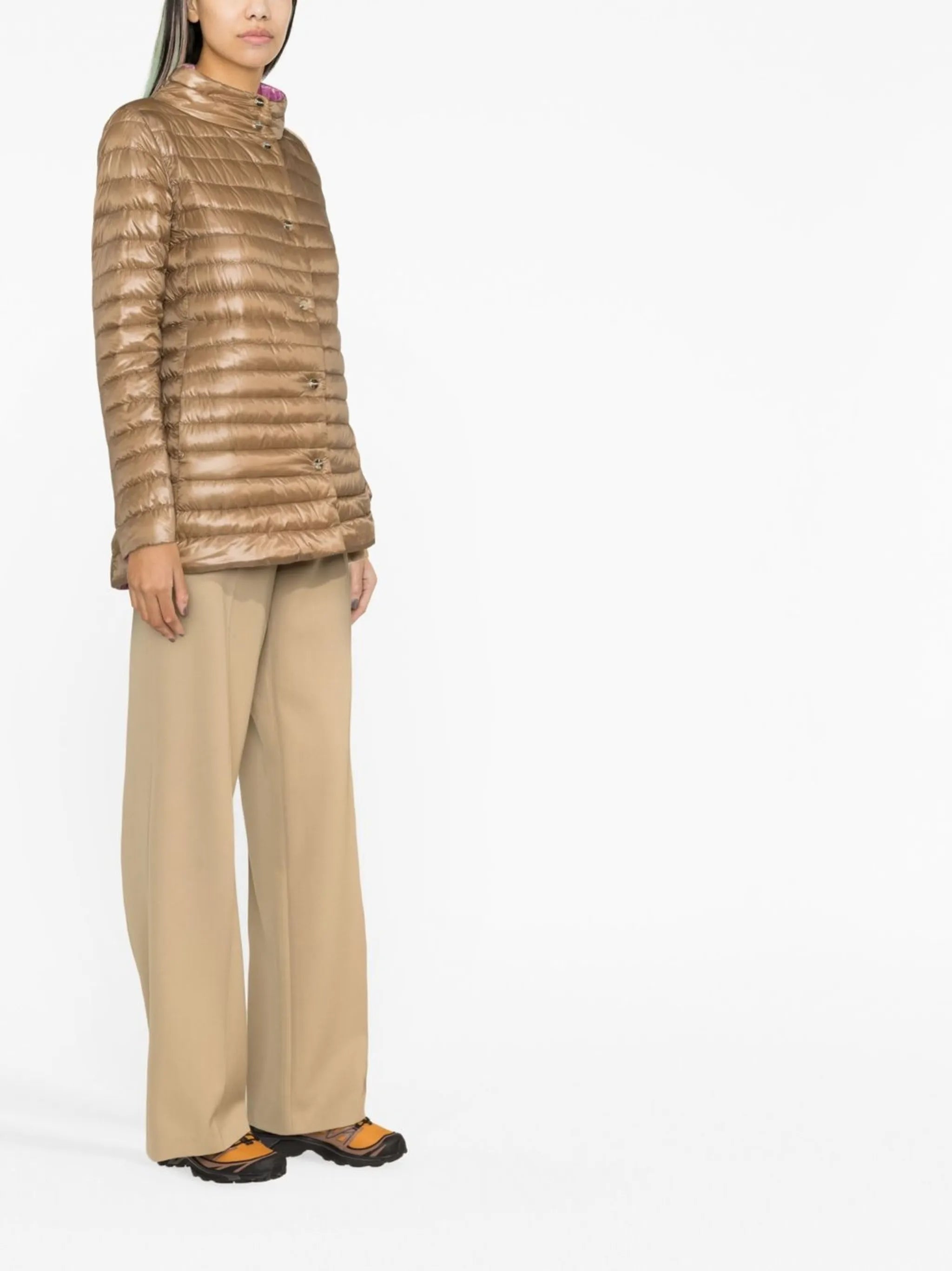mock-neck quilted jacket